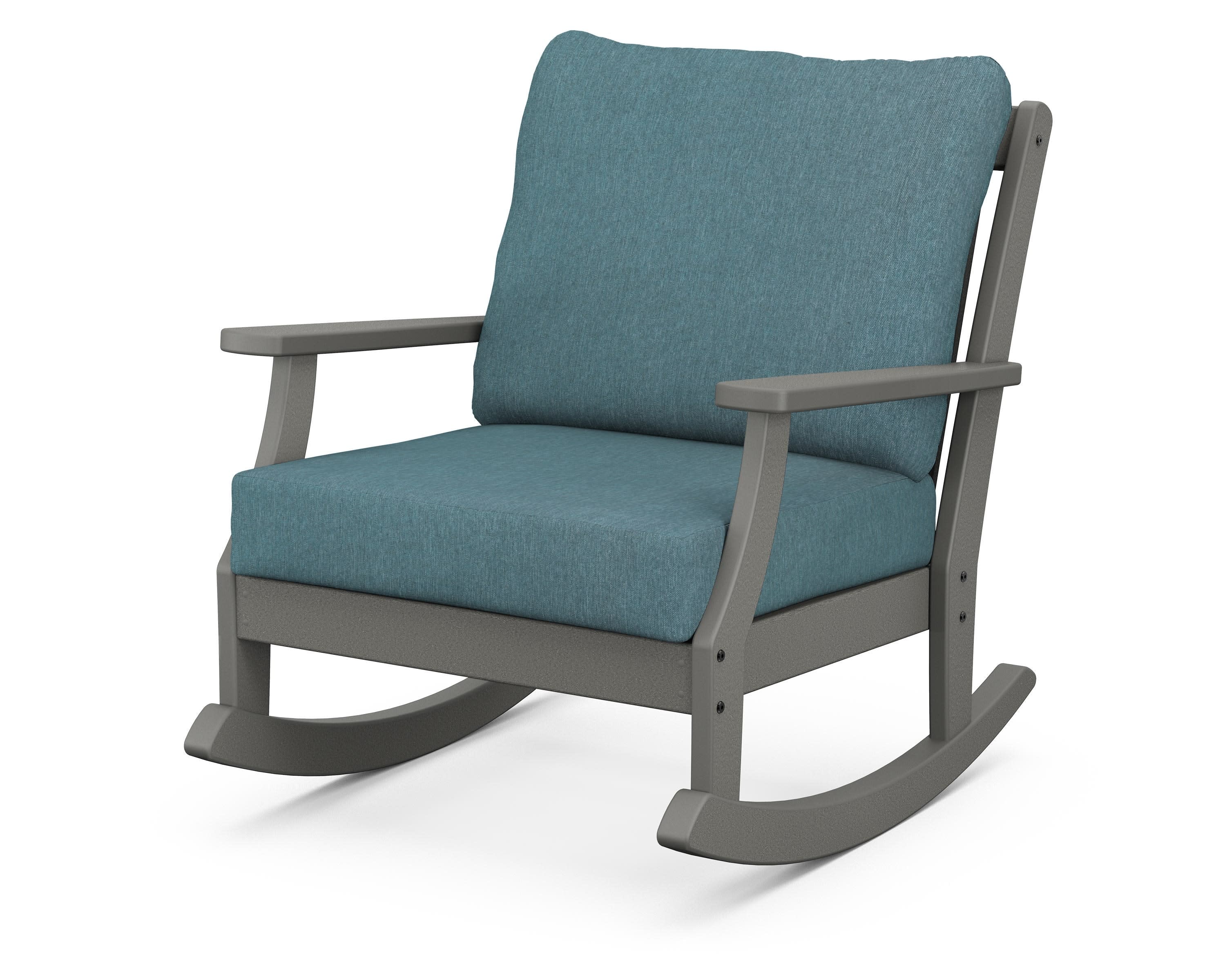 Braxton Deep Seating Rocking Chair in Slate Grey / Ocean Teal