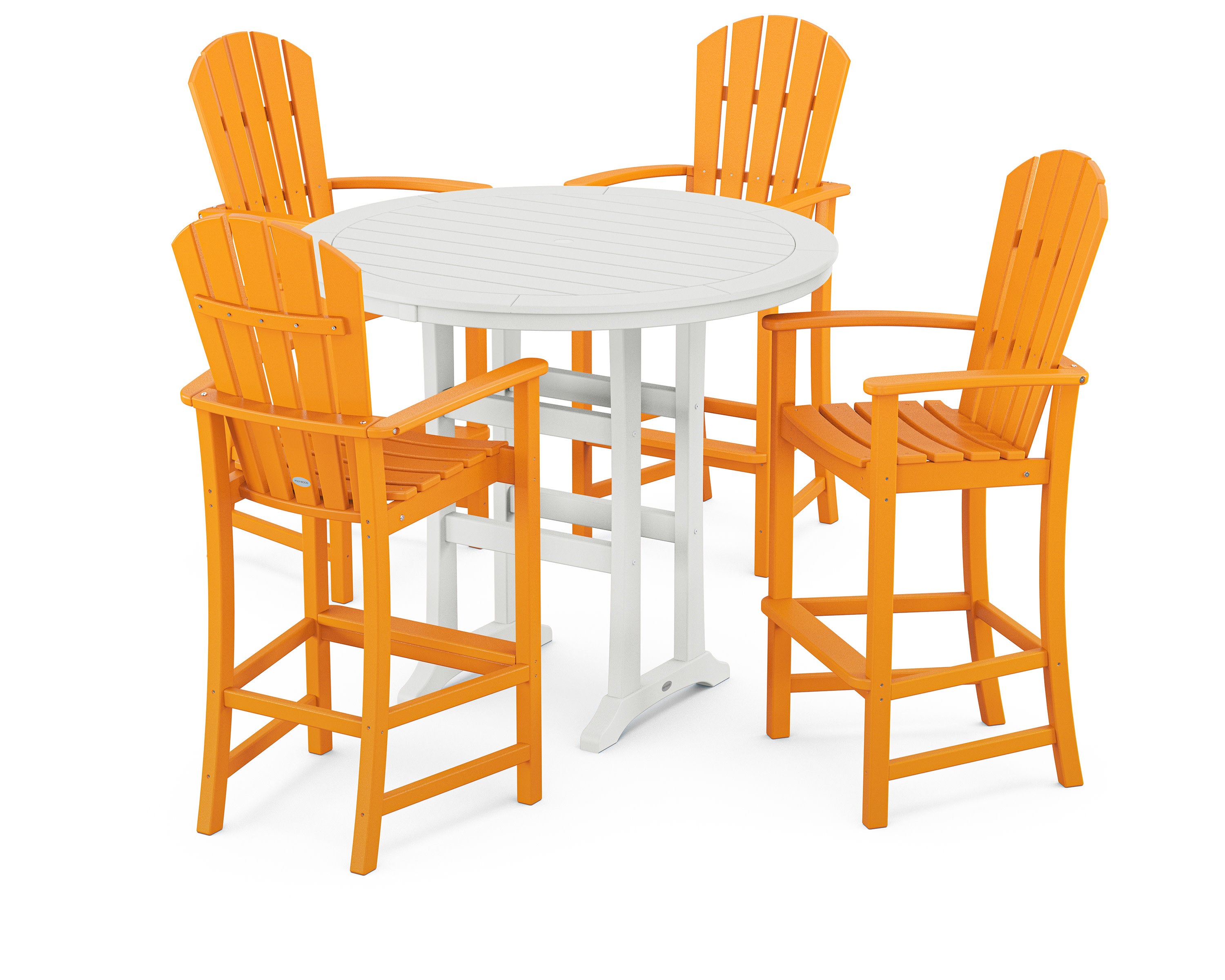 Palm Coast 5-Piece Round Bar Set in Tangerine / White