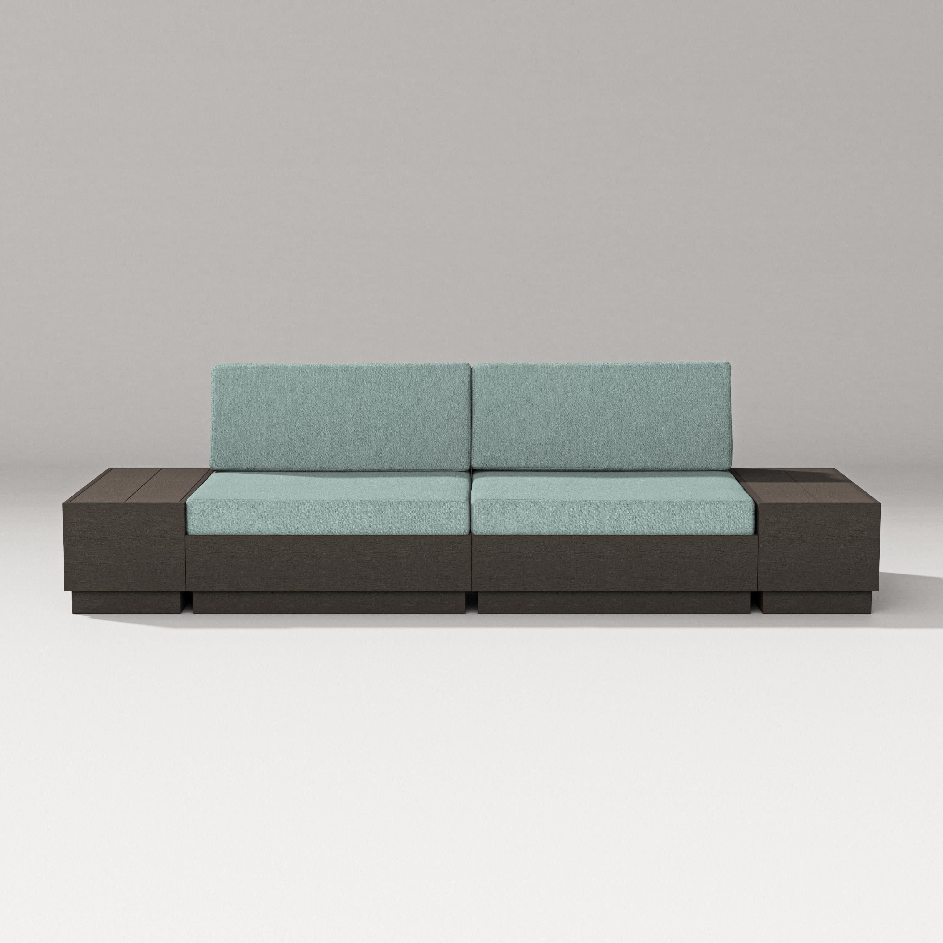 Elevate 4-Piece Loveseat Sectional in Vintage Coffee / Glacier Spa