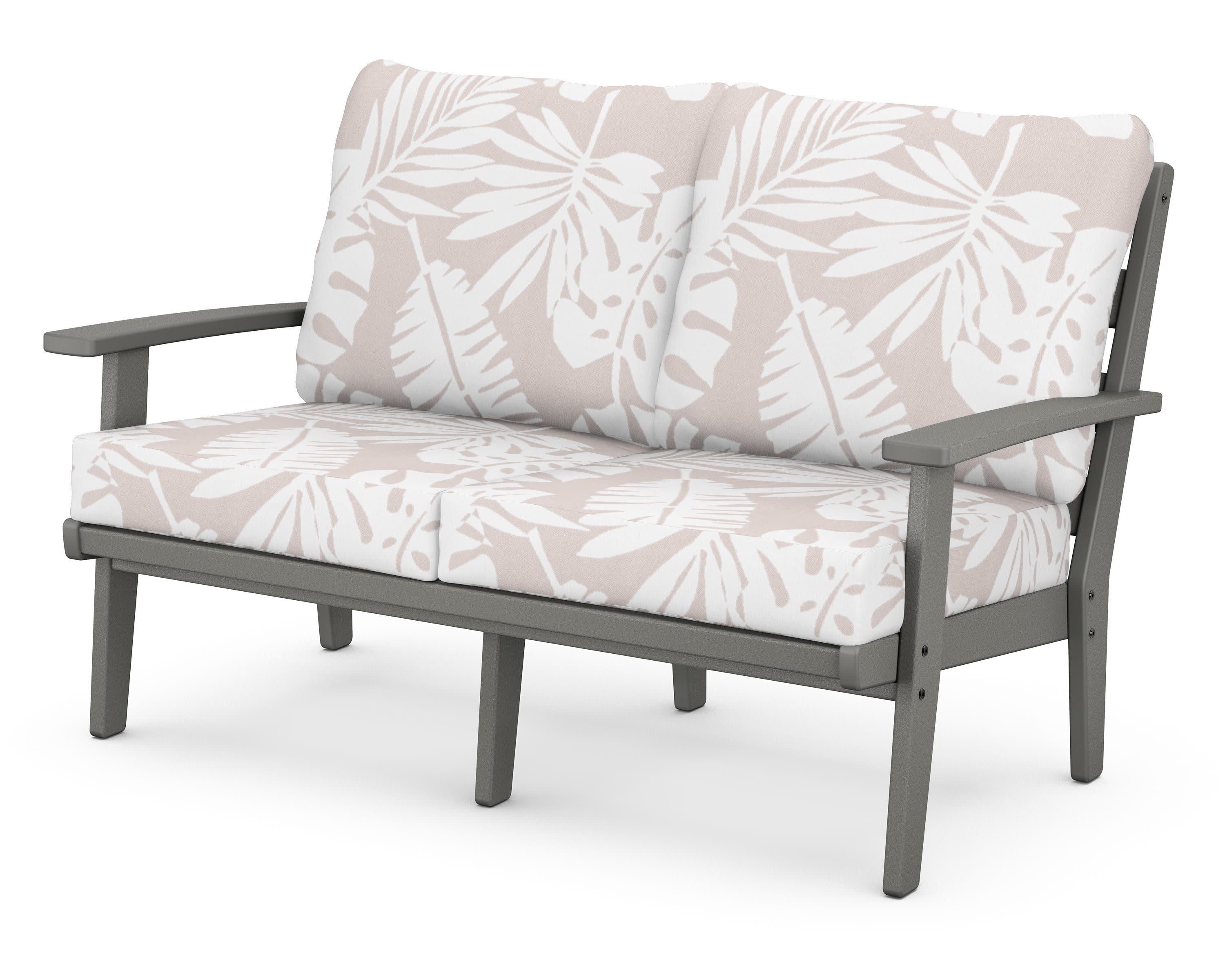 Grant Park Deep Seating Loveseat in Slate Grey / Leaf Dune Burlap