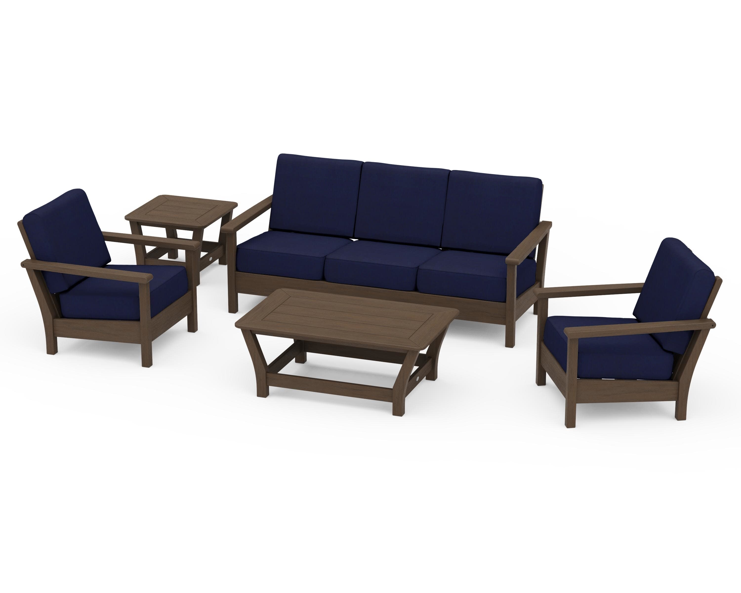 Harbour 5-Piece Deep Seating Set in Kona / Navy
