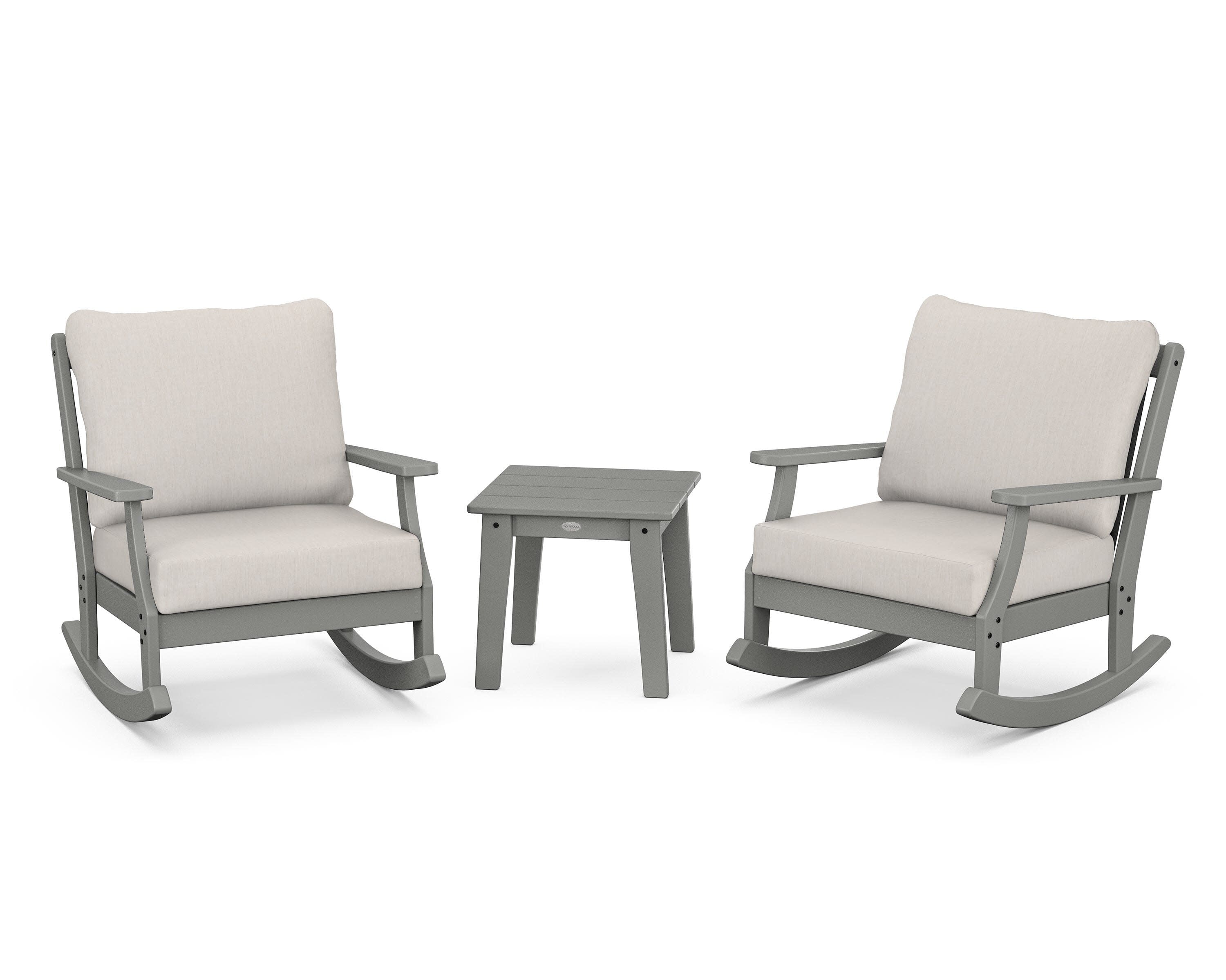 Braxton 3-Piece Deep Seating Rocker Set in Slate Grey / Cast Ash