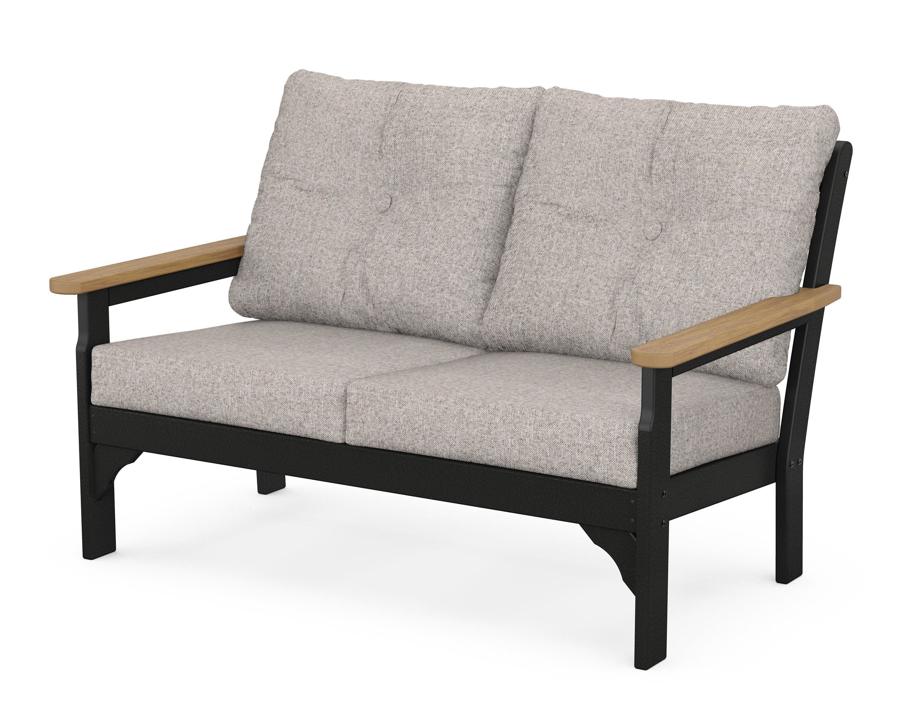 Vineyard Deep Seating Loveseat in Black / Natural / Weathered Tweed