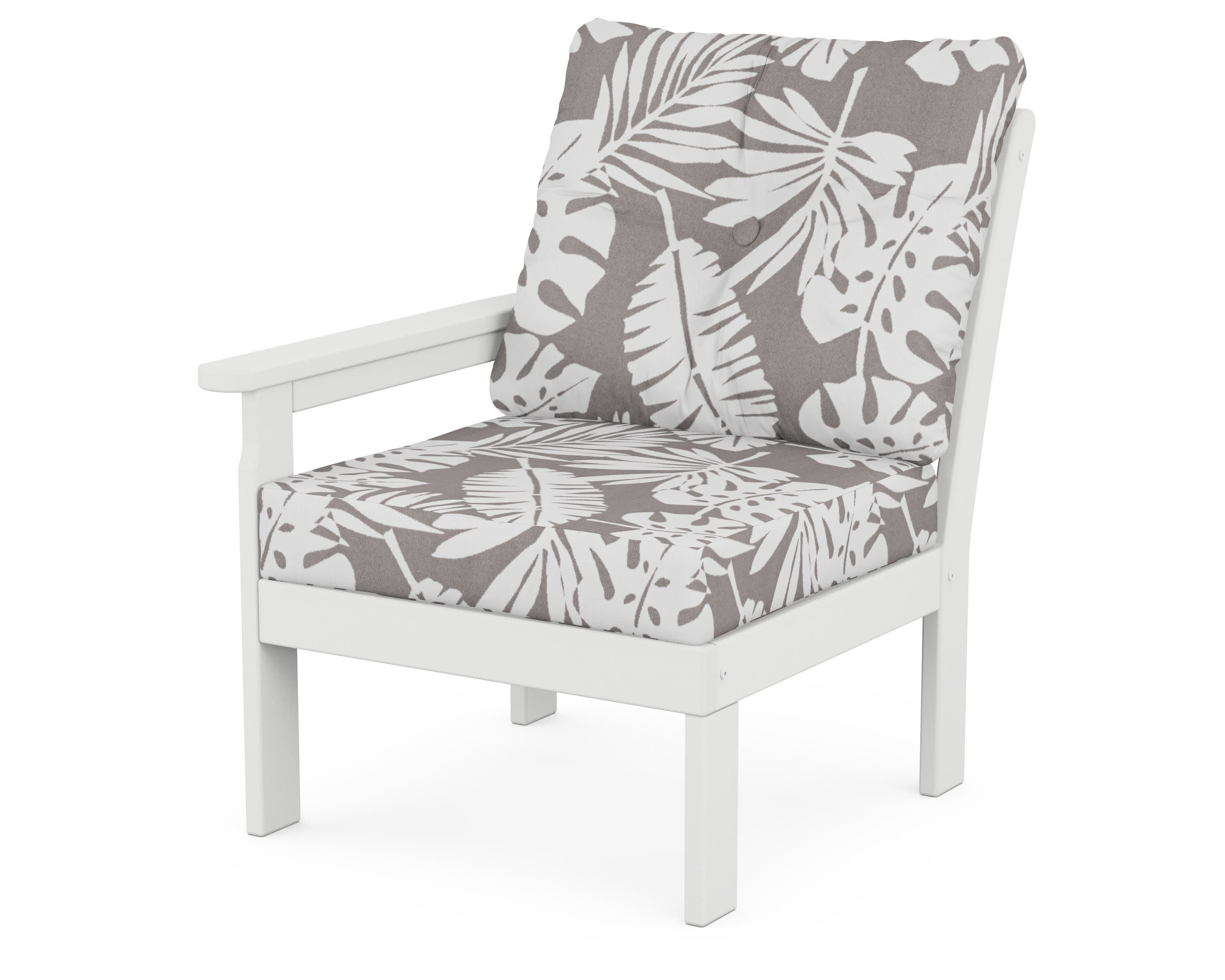 Vineyard Modular Left Arm Chair in White / Leaf Grey Mist