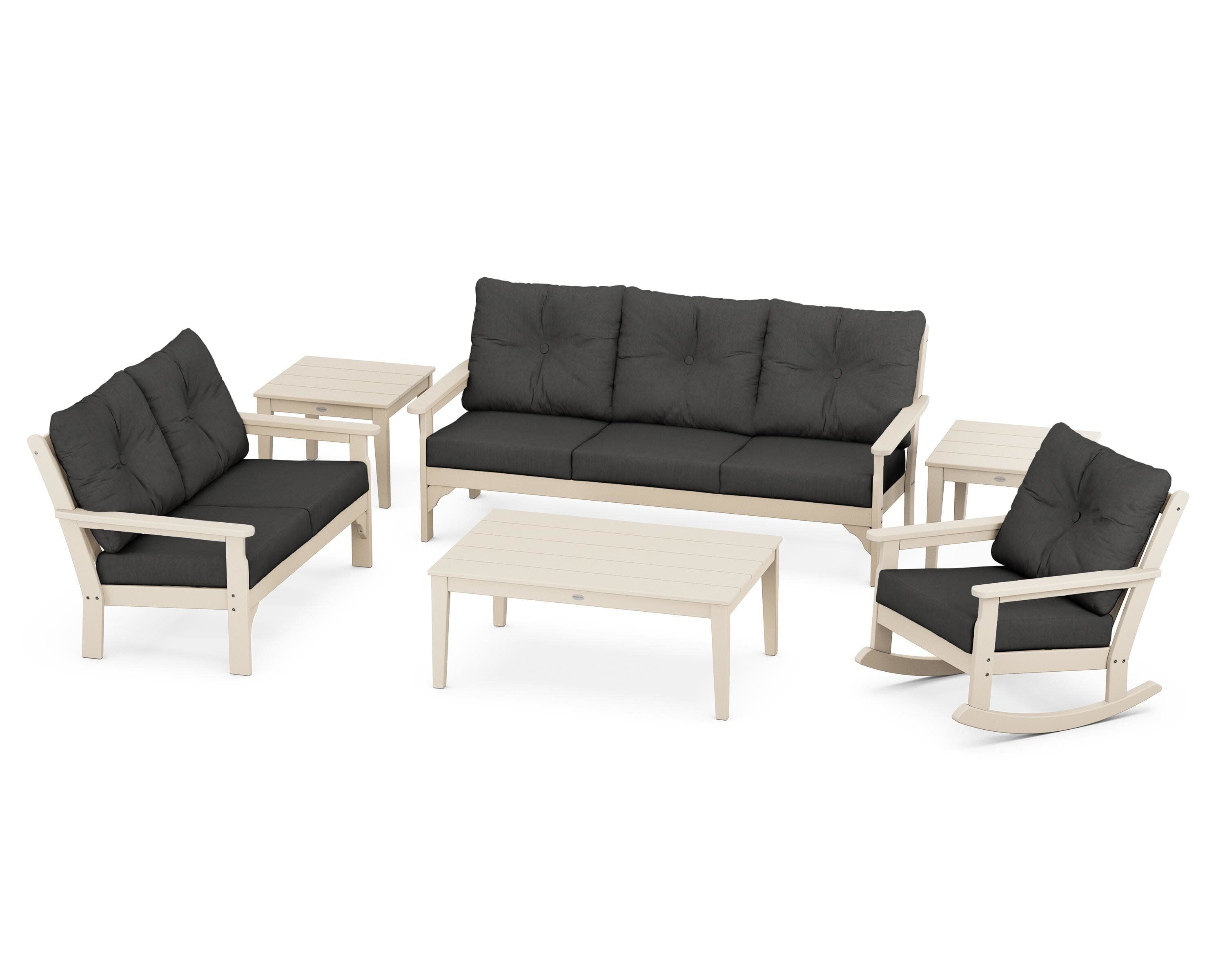 Vineyard 6-Piece Deep Seating Set in Sand / Spectrum Carbon