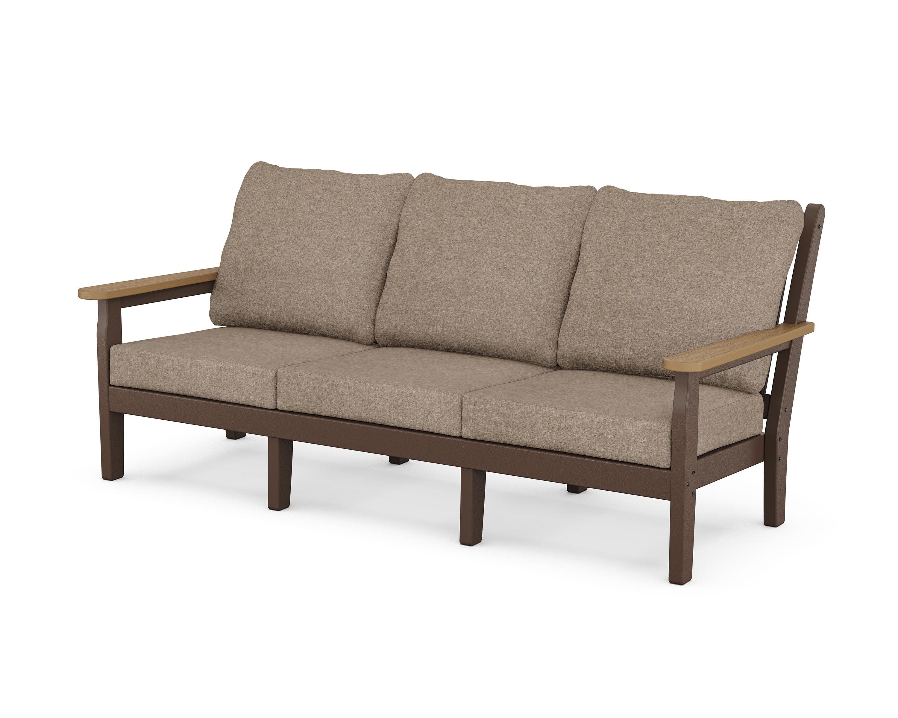 Chippendale Deep Seating Sofa in Mahogany / Natural / Spiced Burlap