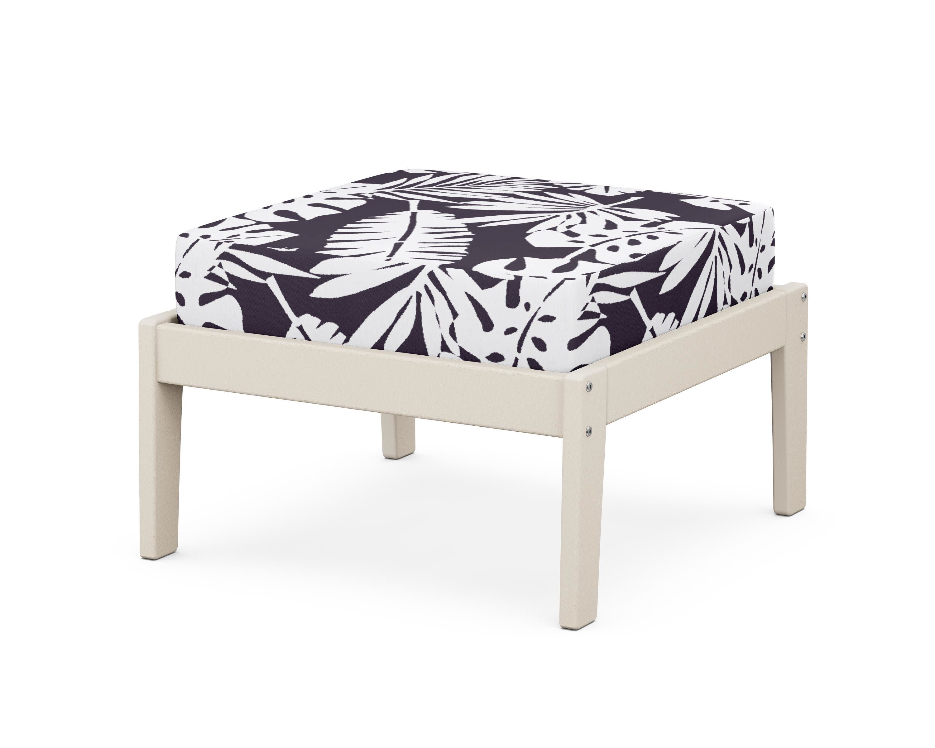 Deep Seating Ottoman in Sand / Leaf Navy
