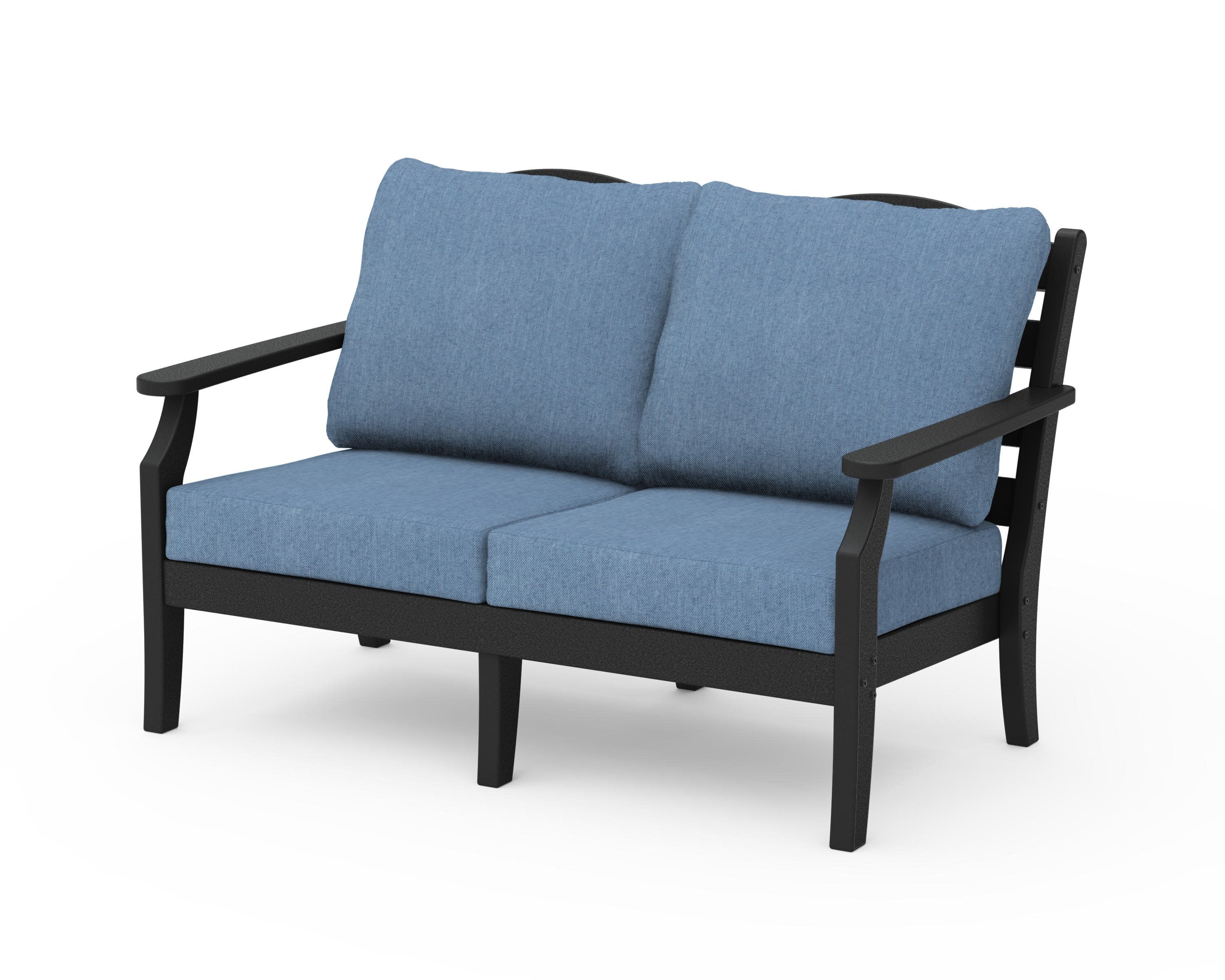 Savannah Deep Seating Loveseat in Black / Sky Blue