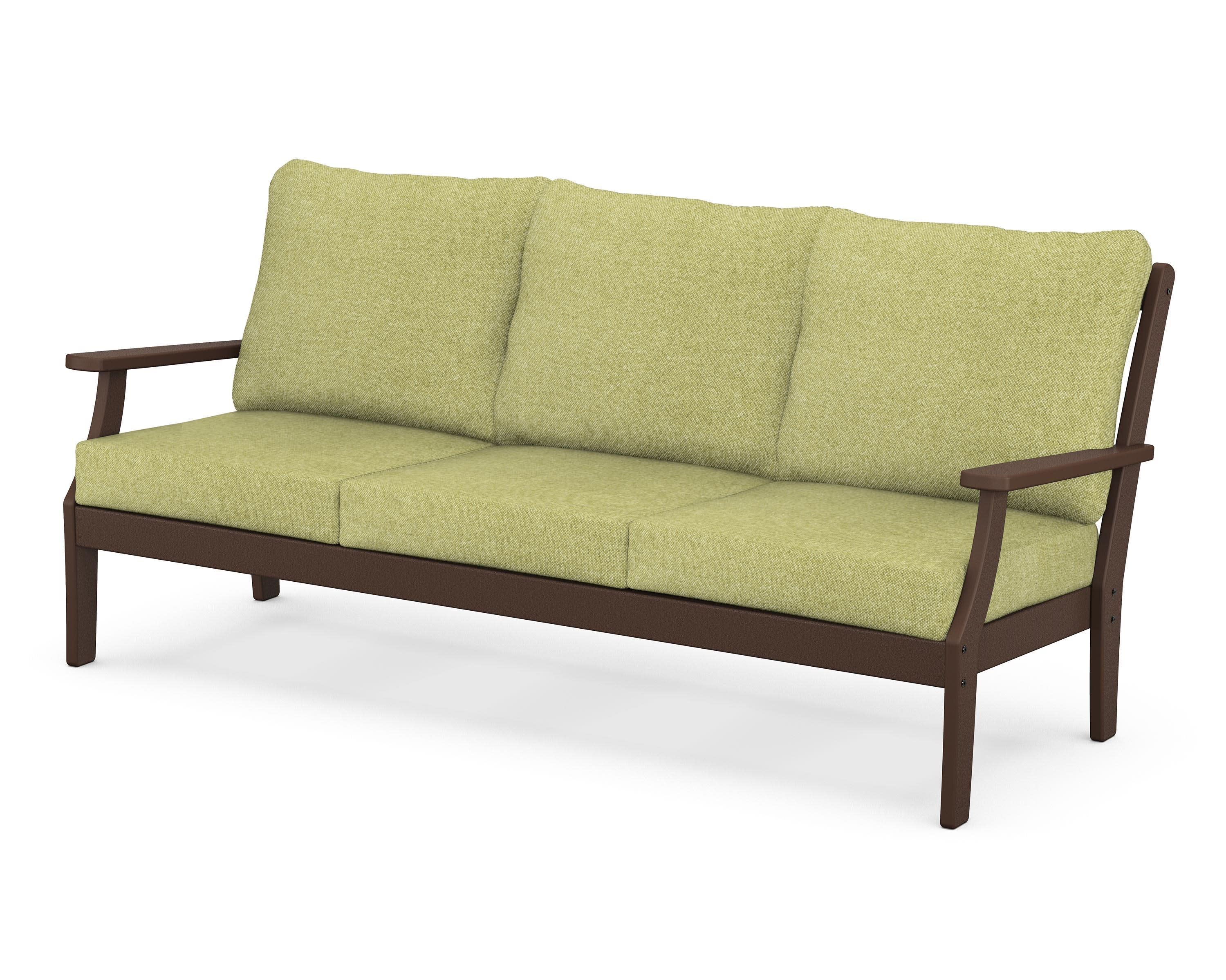 Braxton Deep Seating Sofa in Mahogany / Chartreuse Boucle
