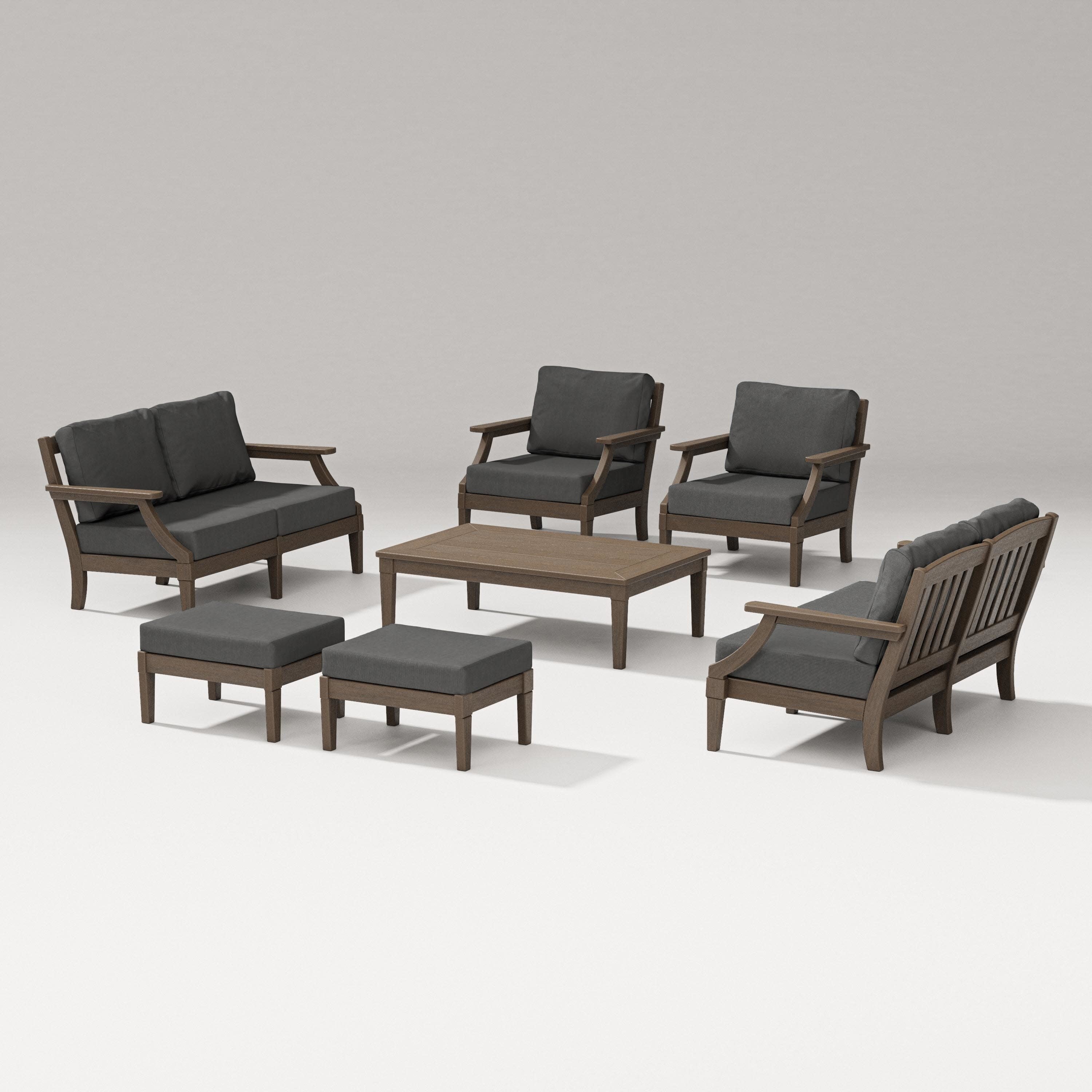 Estate 7-Piece Lounge Loveseat Set in Kona / Spectrum Carbon