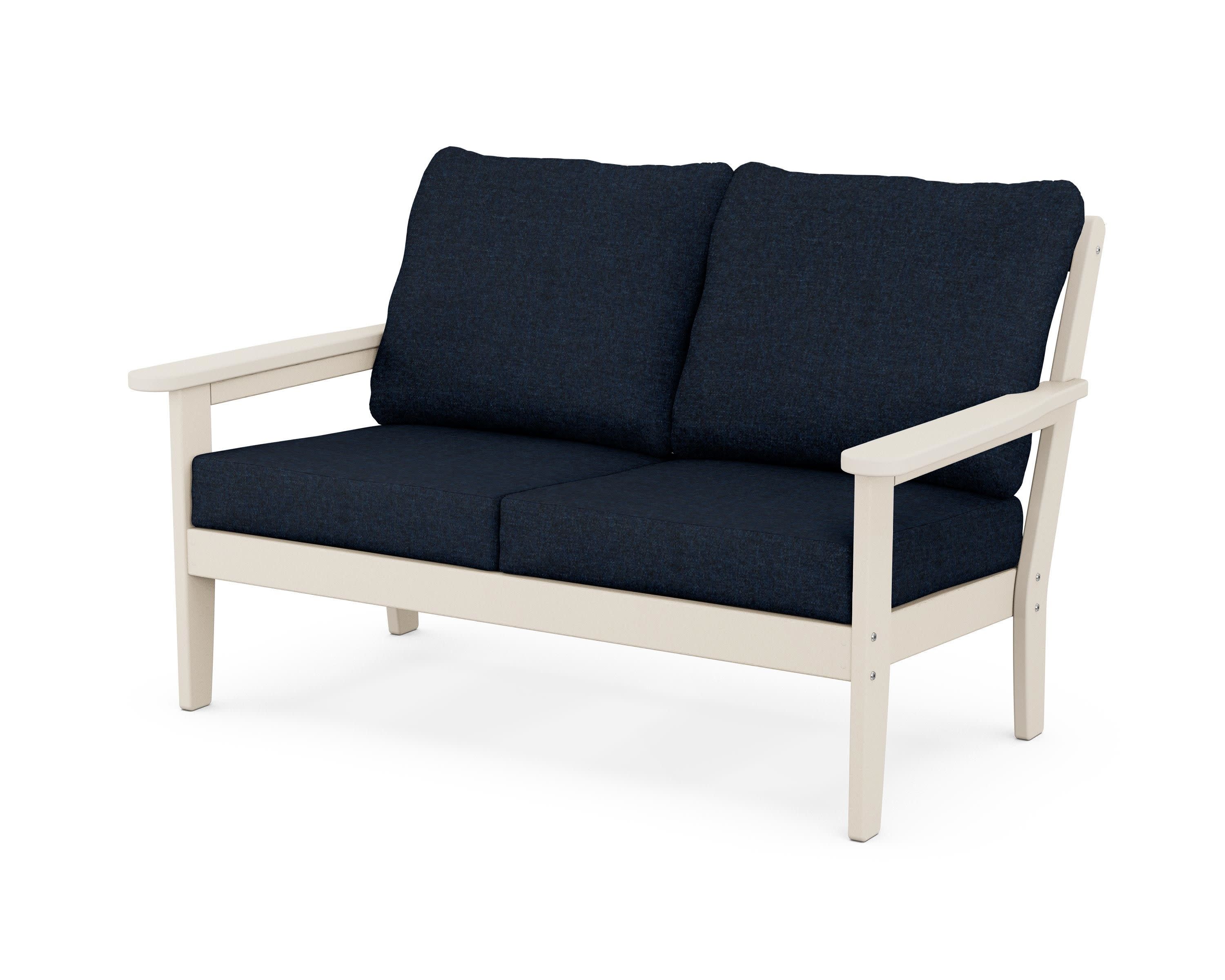 Cottage Deep Seating Loveseat in Sand / Marine Indigo