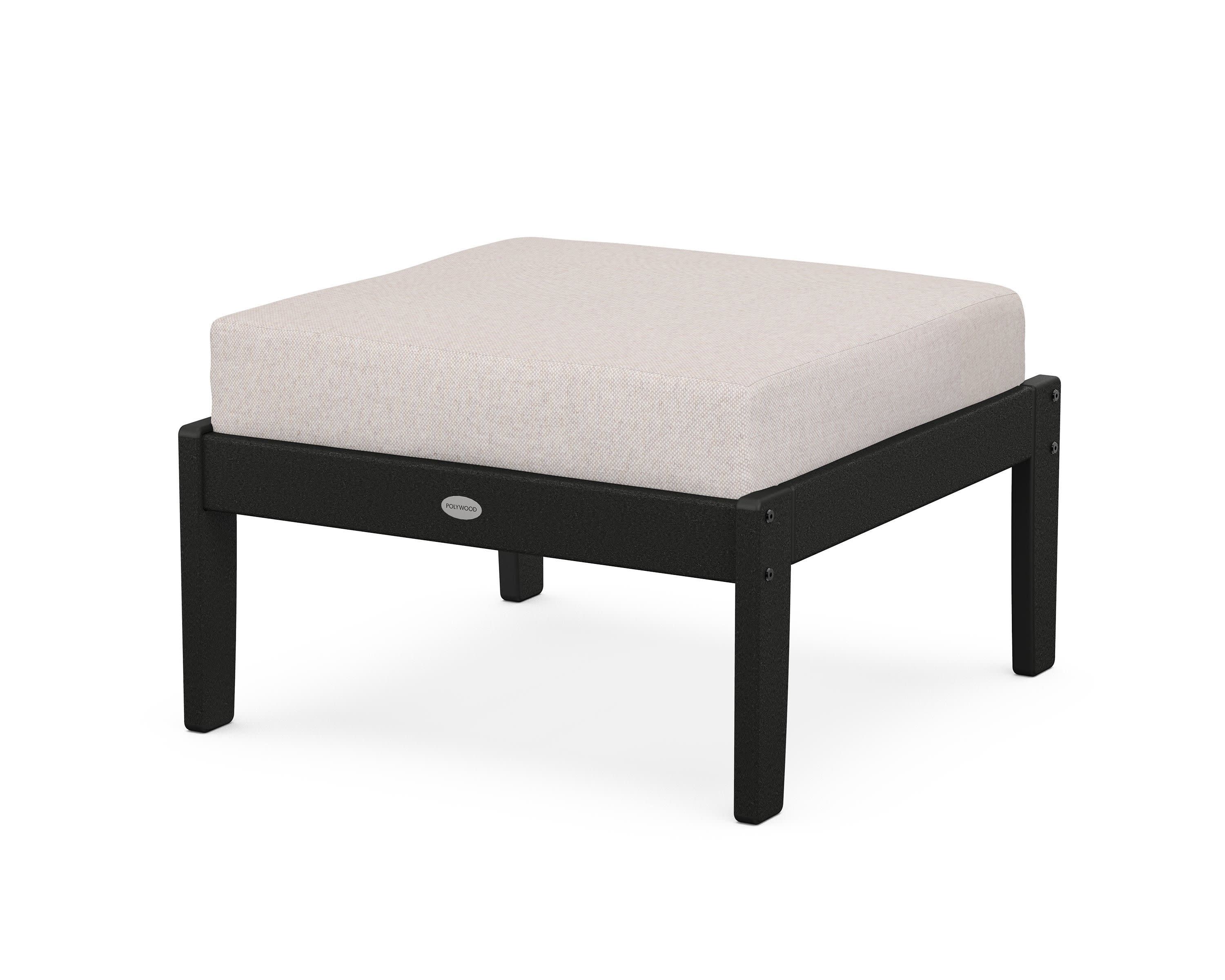 Braxton Deep Seating Ottoman in Black / Dune Burlap