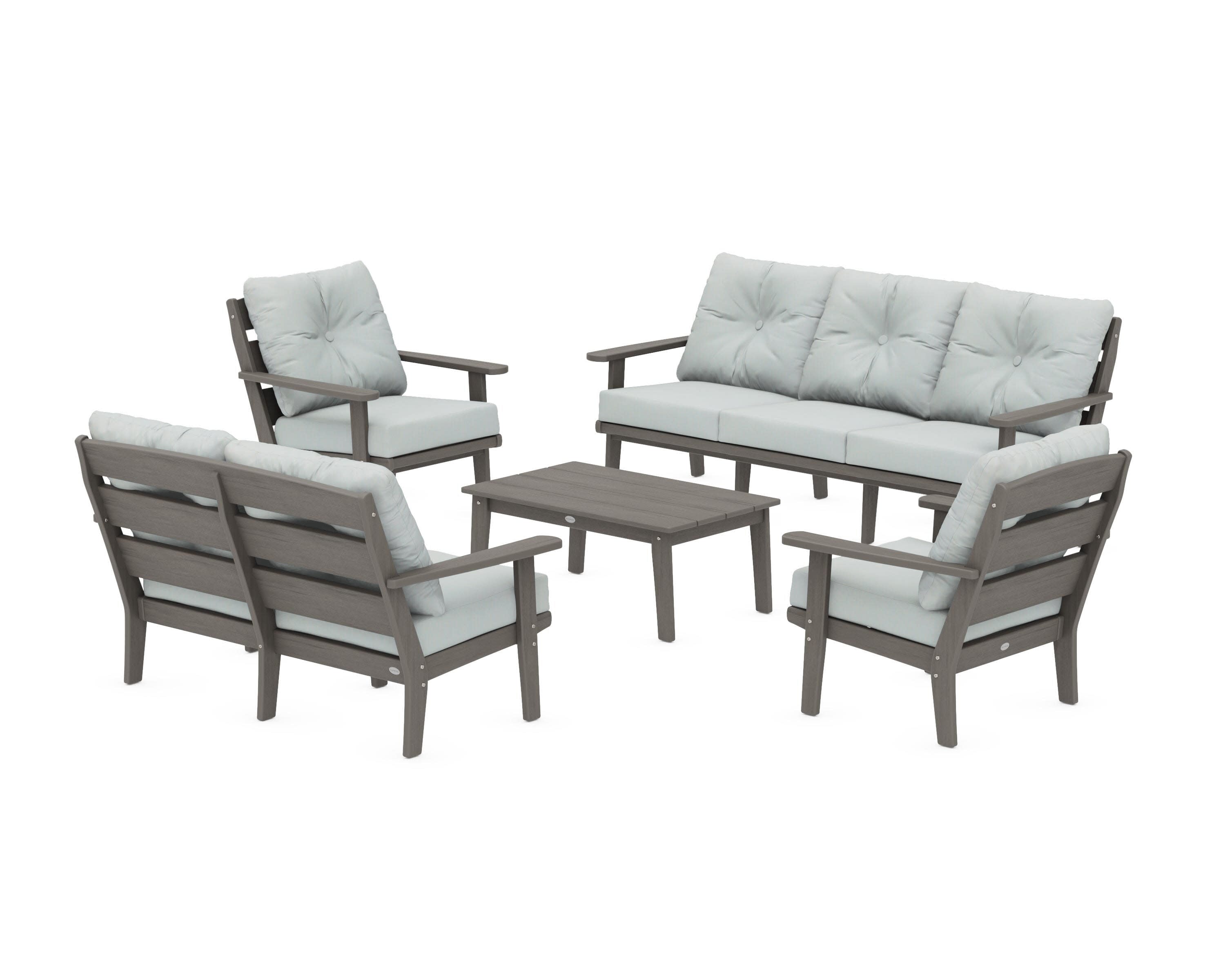 Lakeside 5-Piece Lounge Sofa Set in Driftwood / Spa