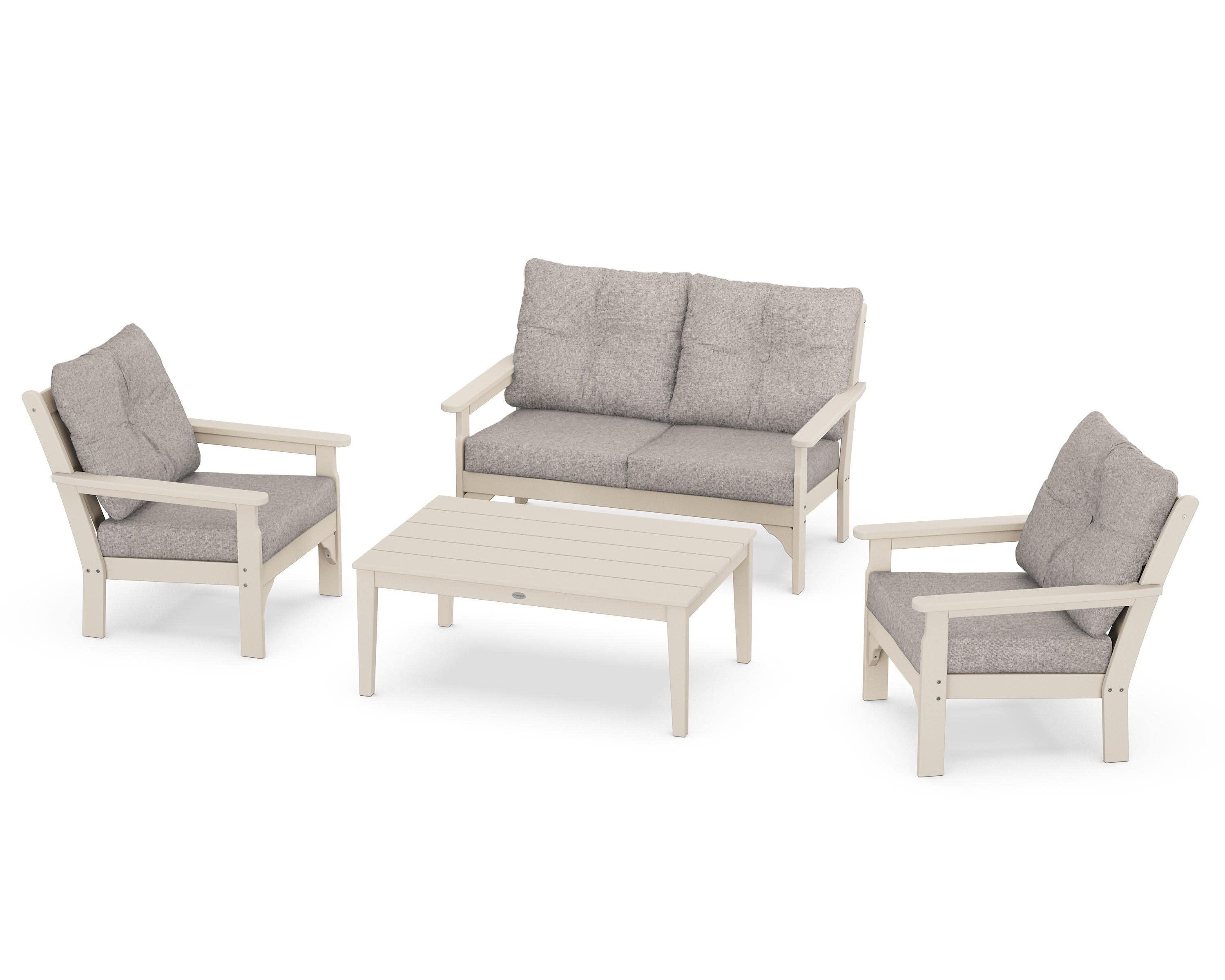 Vineyard 4-Piece Deep Seating Set in Sand / Weathered Tweed
