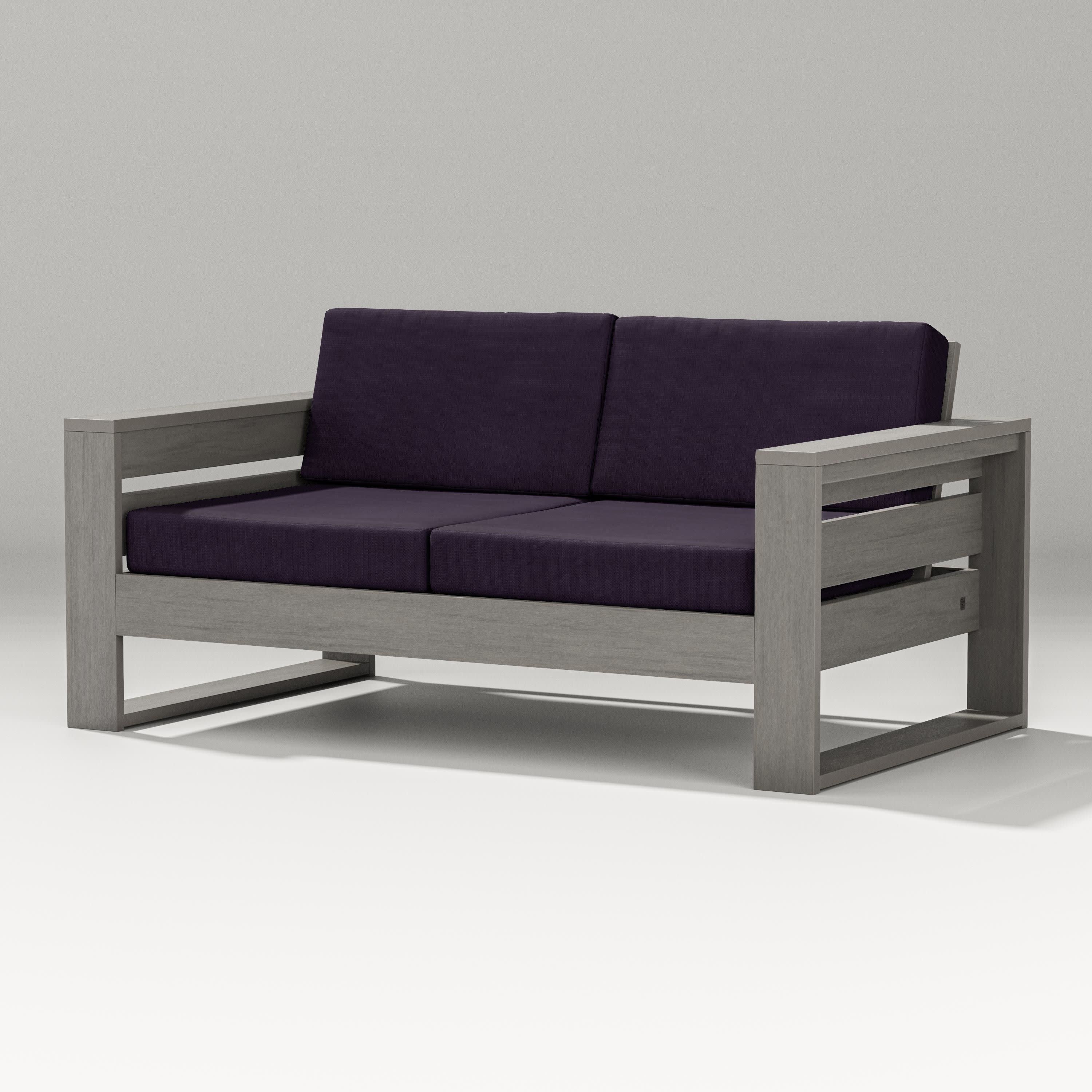 Latitude Loveseat in Driftwood / Navy Linen
