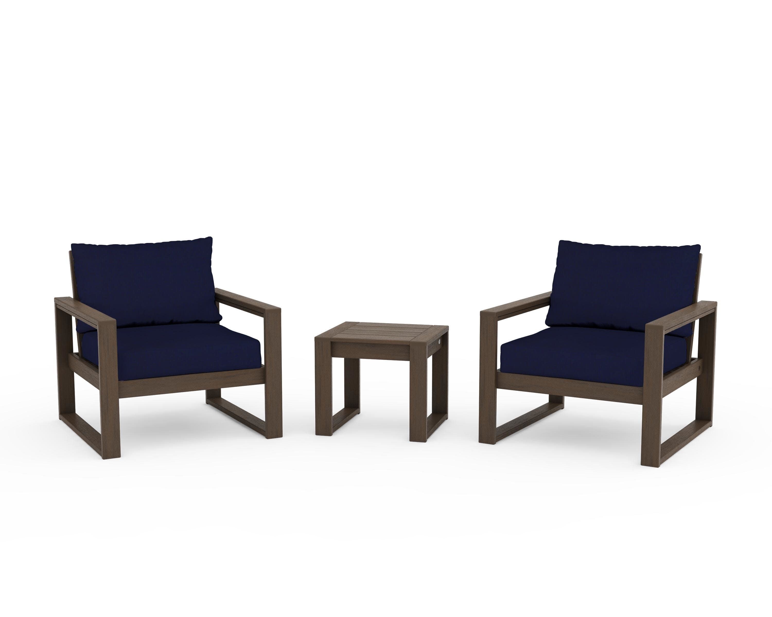 EDGE Sectional 3-Piece Deep Seating Set in Kona / Navy