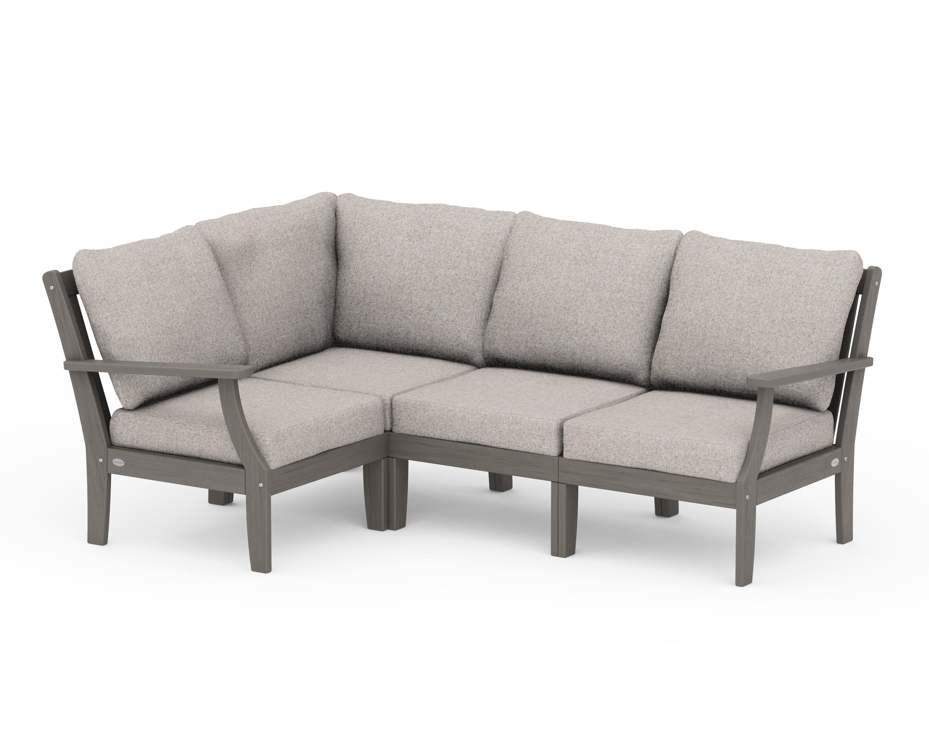 Braxton Modular 4-Piece Deep Seating Set in Driftwood / Weathered Tweed