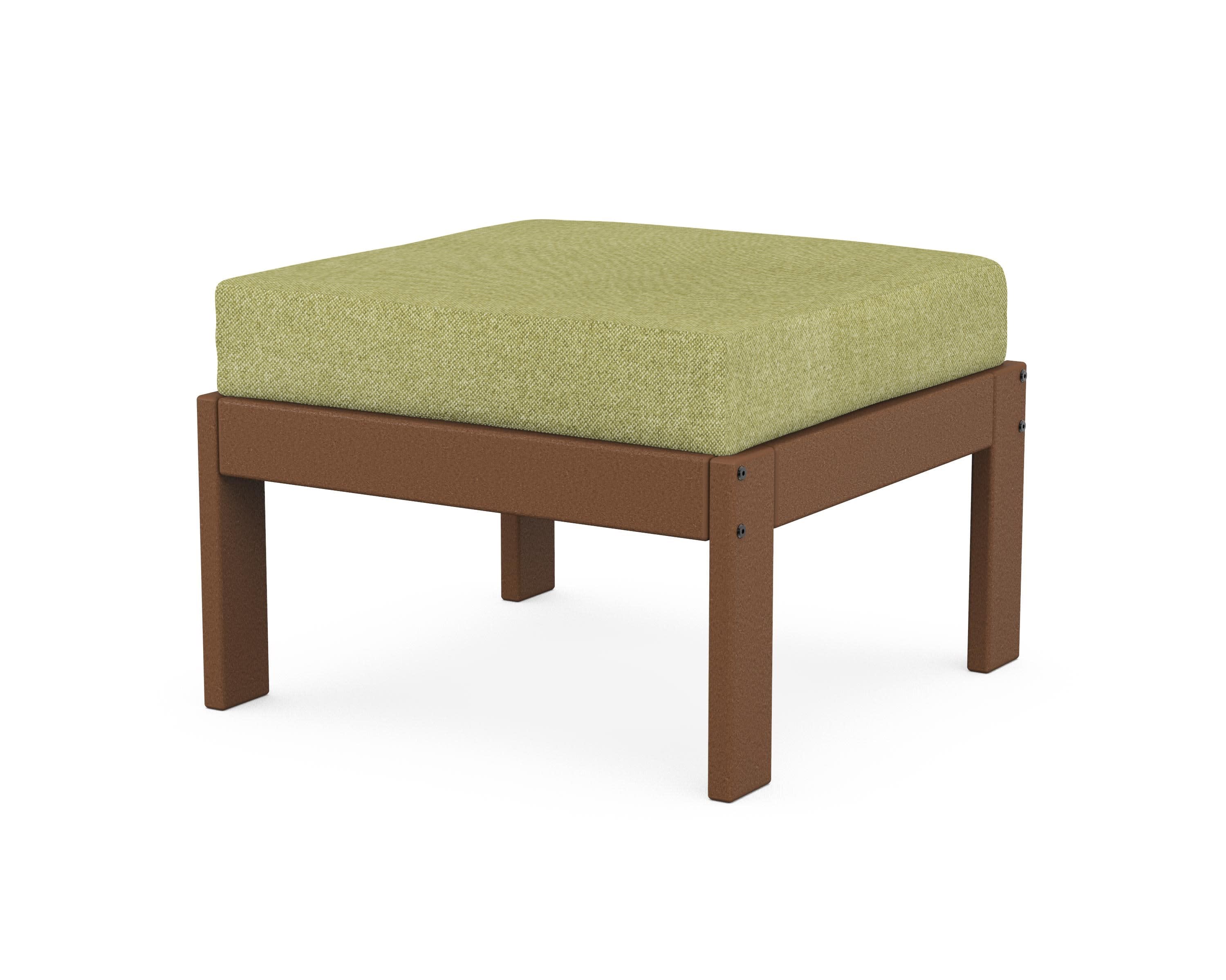 Vineyard Modular Ottoman in Teak / Chartreuse Boucle