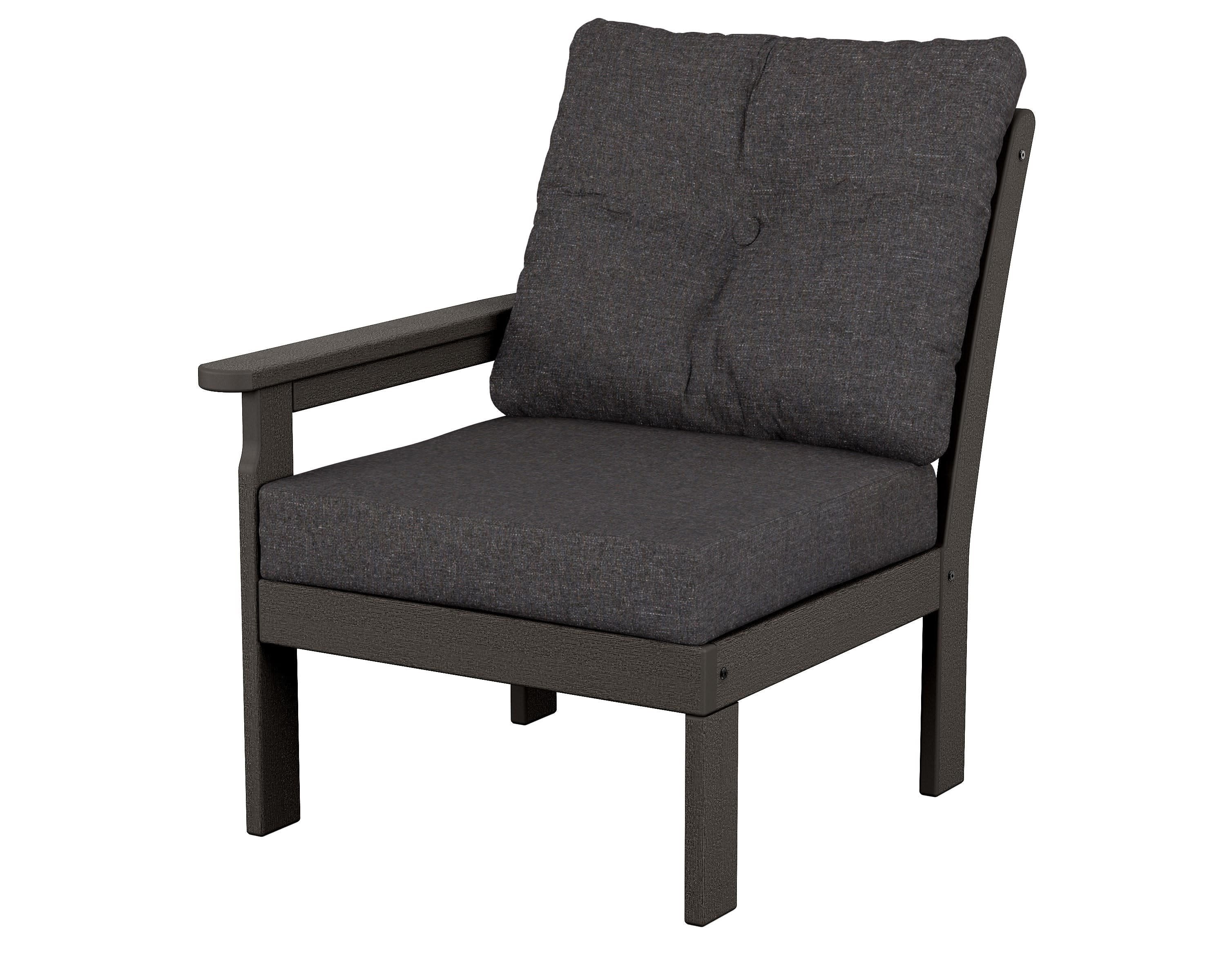 Vineyard Modular Left Arm Chair in Vintage Coffee / Ash Charcoal