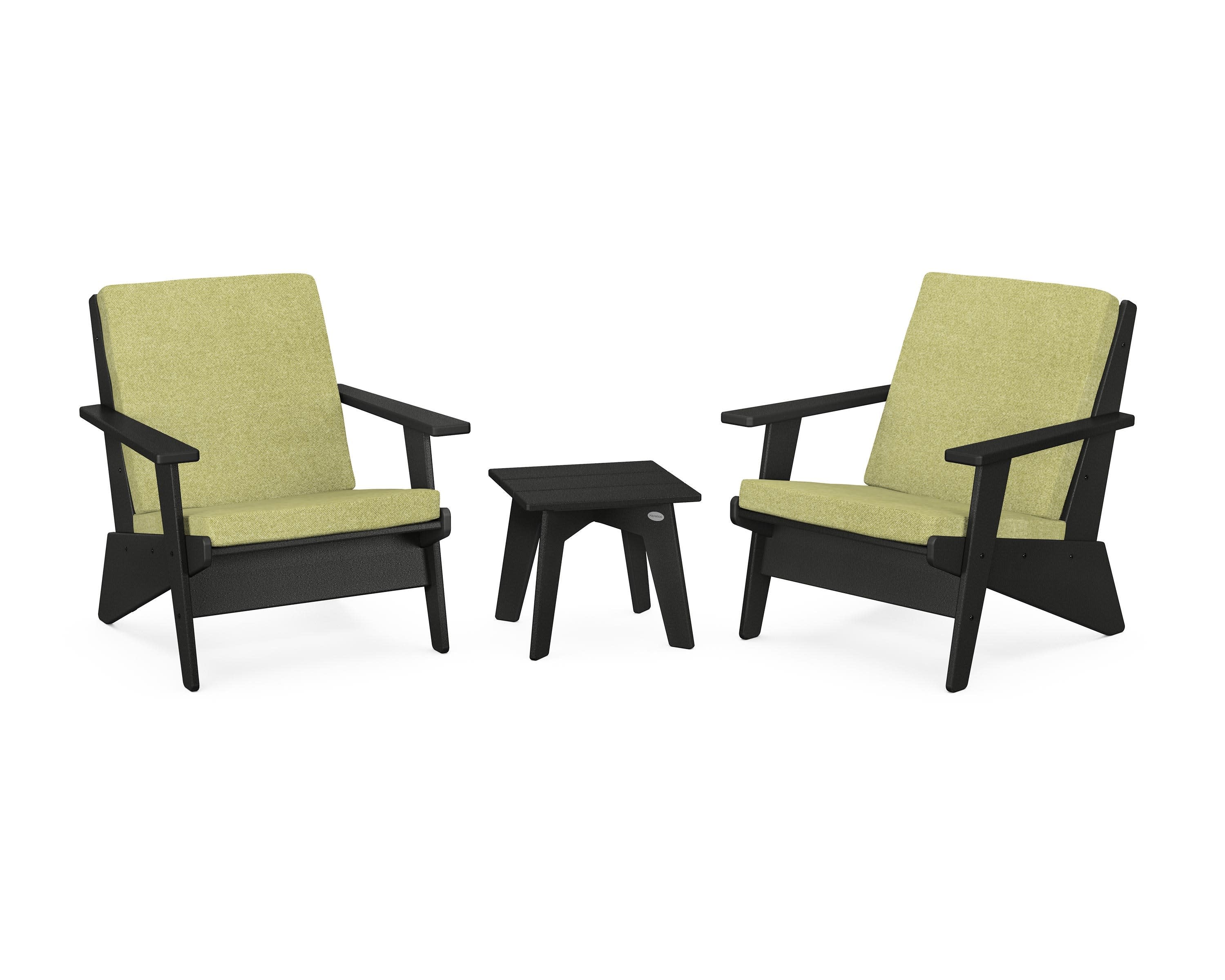 Riviera Modern Lounge 3-Piece Set in Black / Chartreuse Boucle
