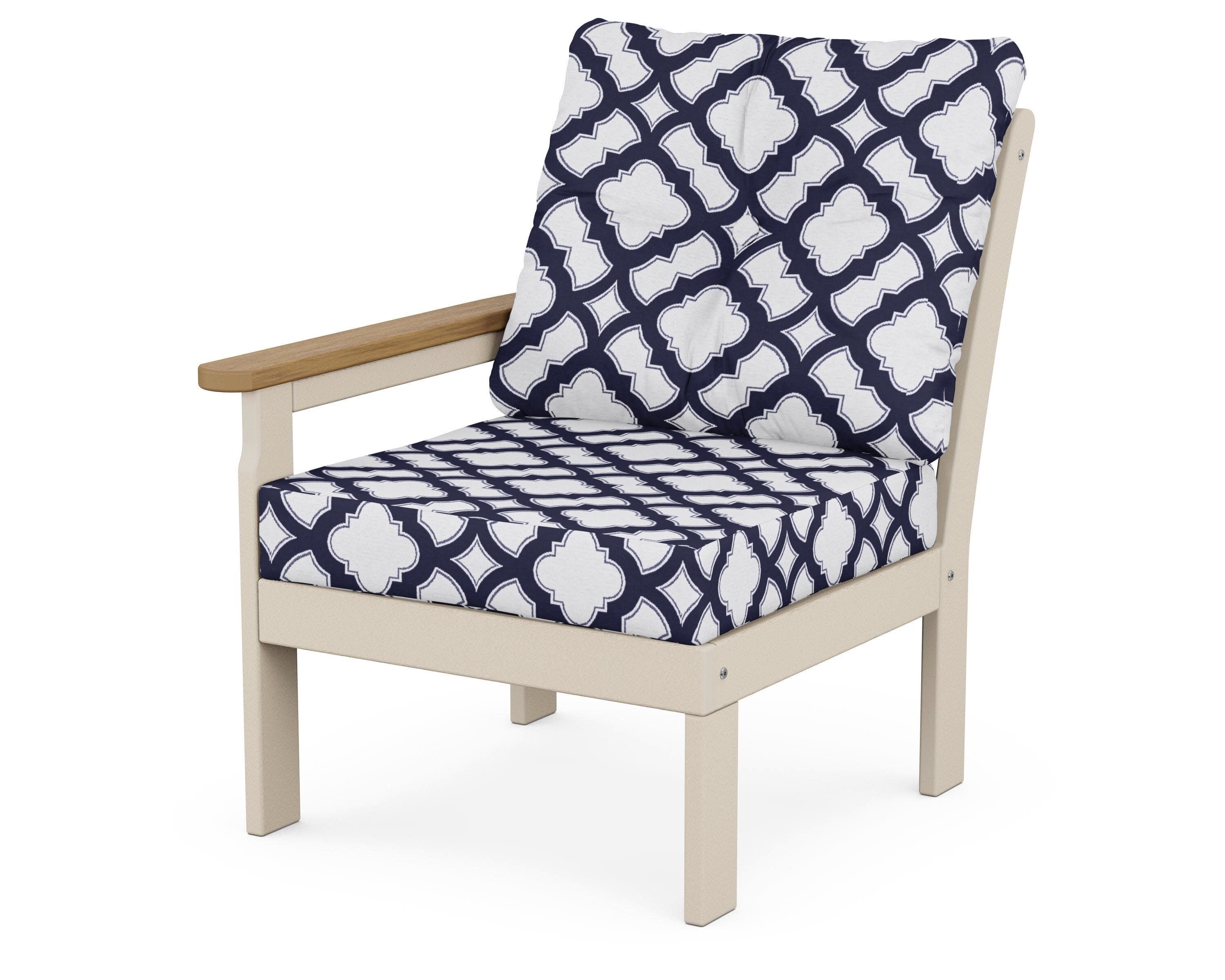 Vineyard Modular Left Arm Chair in Sand / Natural / Trellis Navy