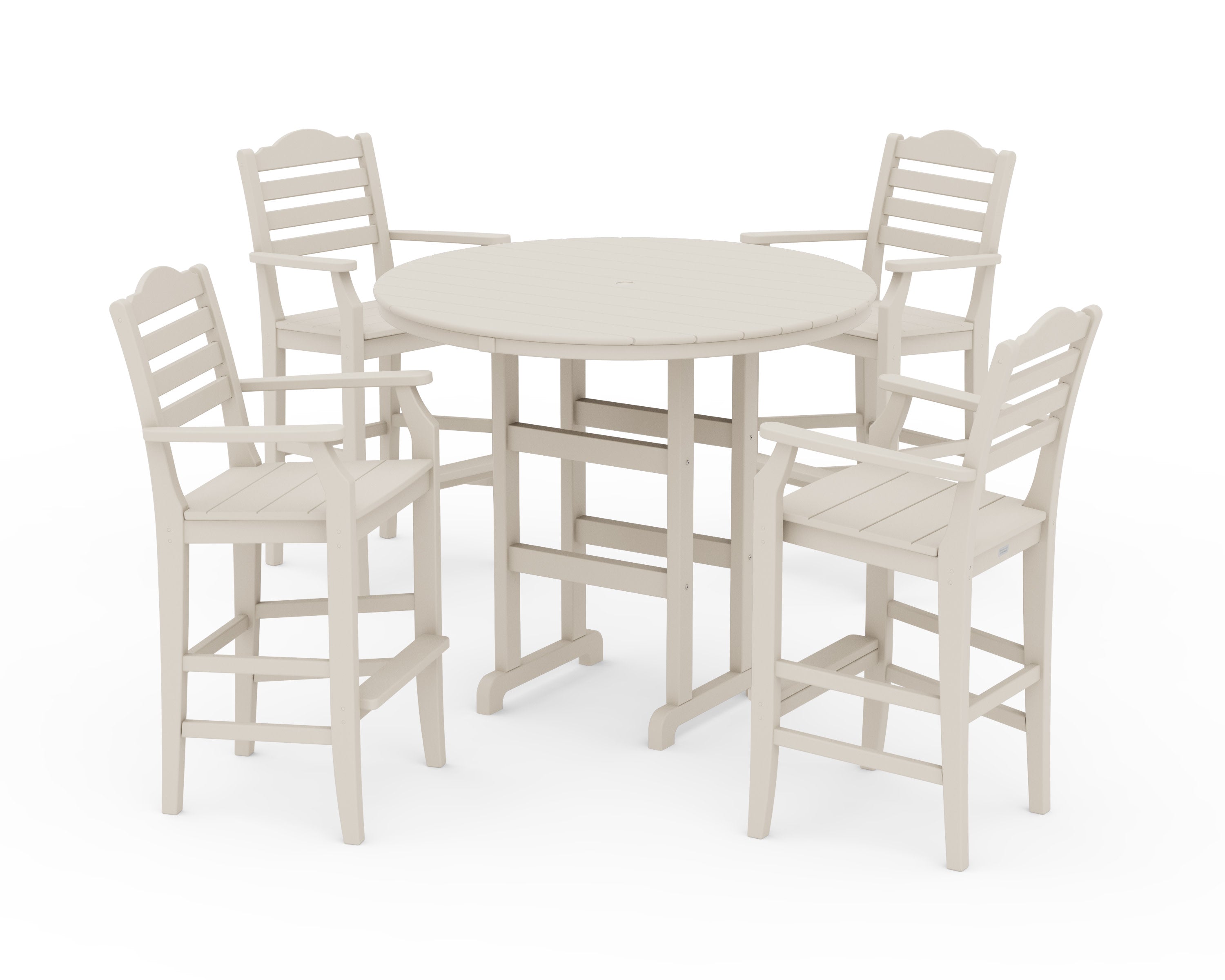 Savannah 5-Piece Round Farmhouse Bar Set in Sand