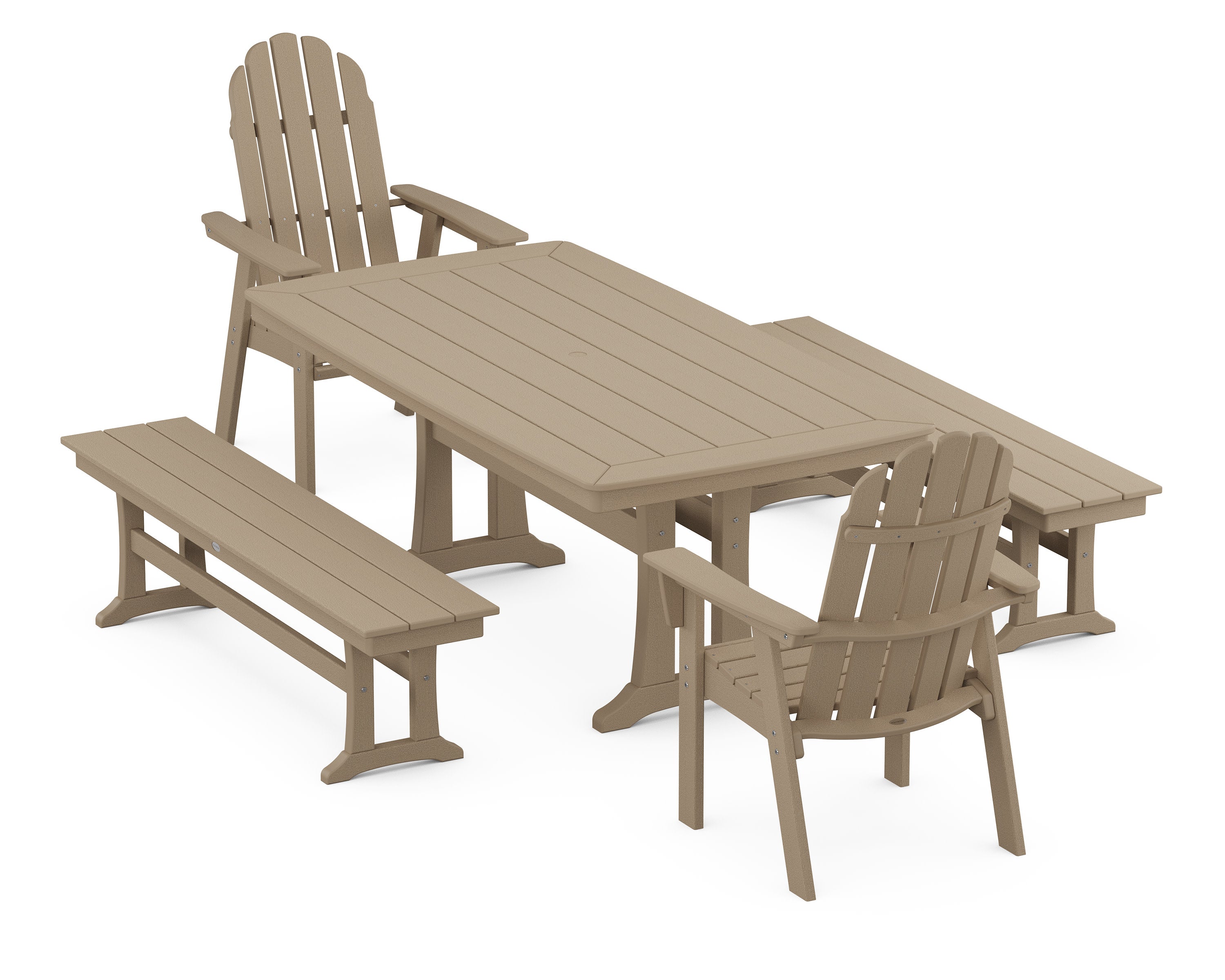 Vineyard Adirondack 5-Piece Dining Set with Trestle Legs in Vintage Sahara