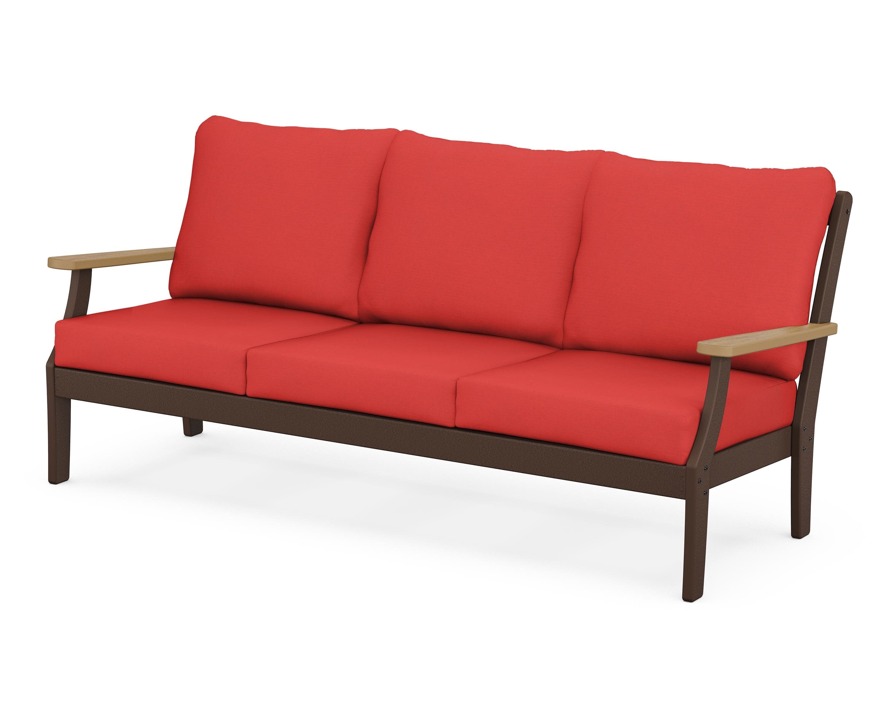 Braxton Deep Seating Sofa in Mahogany / Natural / Crimson Linen