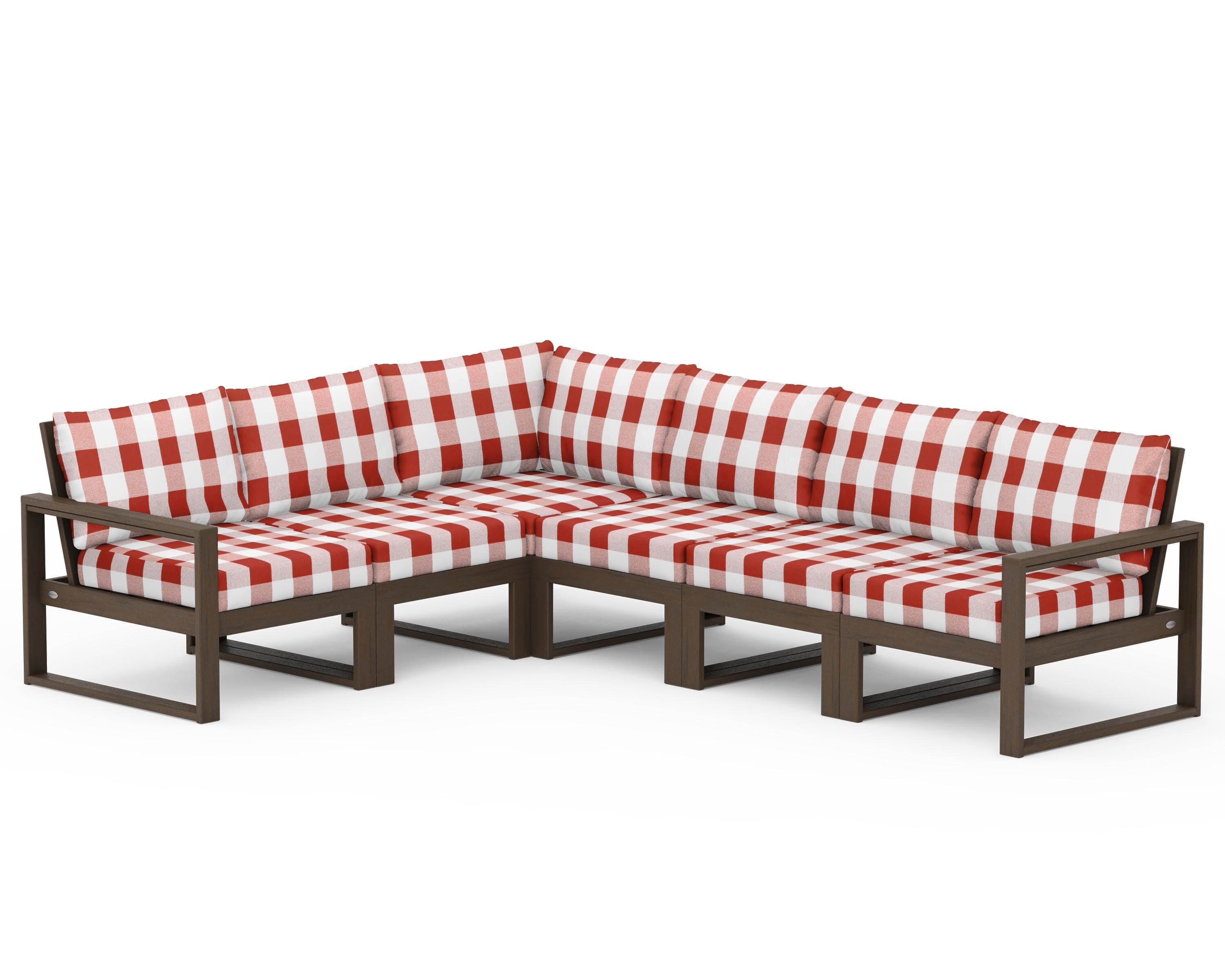 EDGE 6-Piece Modular Deep Seating Set in Kona / Buffalo Plaid Crimson