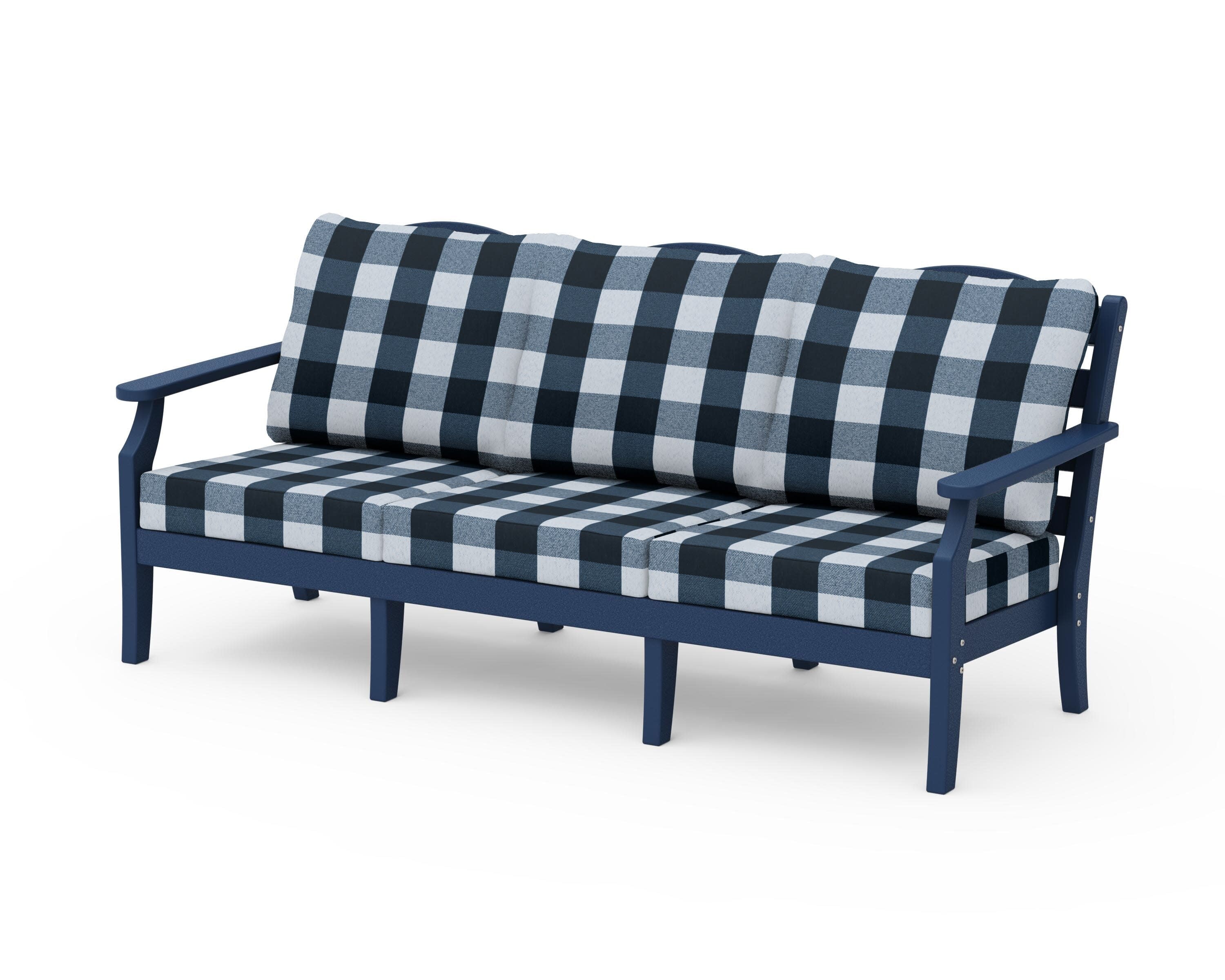 Savannah Deep Seating Sofa in Navy / Buffalo Plaid Marine Indigo