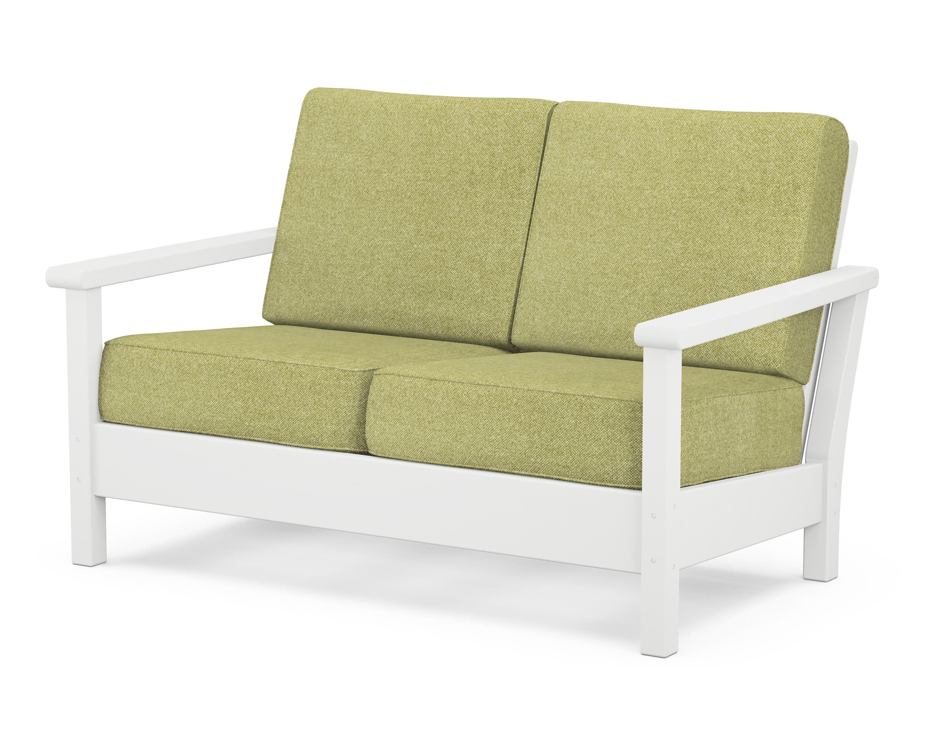 Harbour Deep Seating Loveseat in White / Chartreuse Boucle