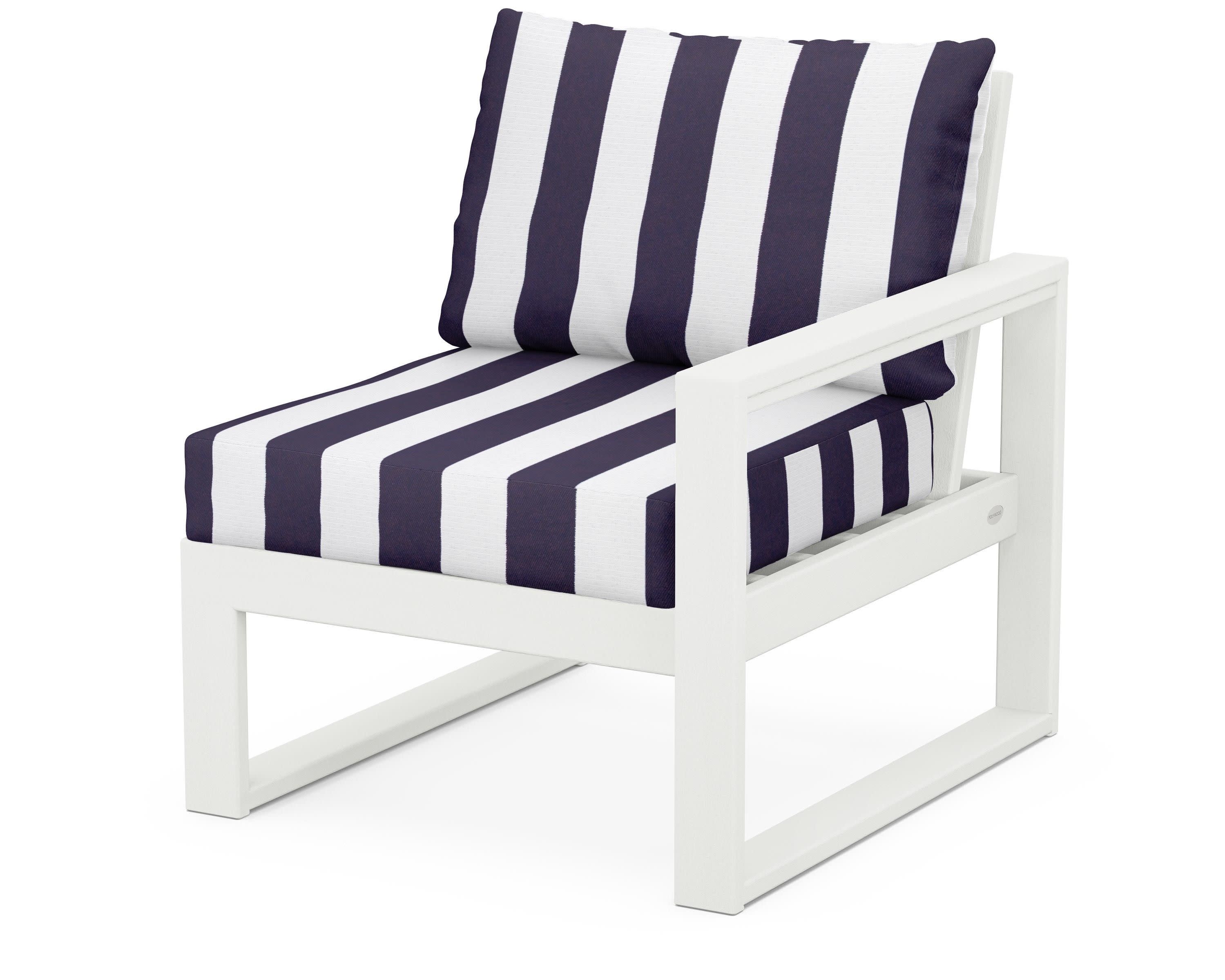 EDGE Modular Right Arm Chair in Vintage White / Cabana Stripe Navy