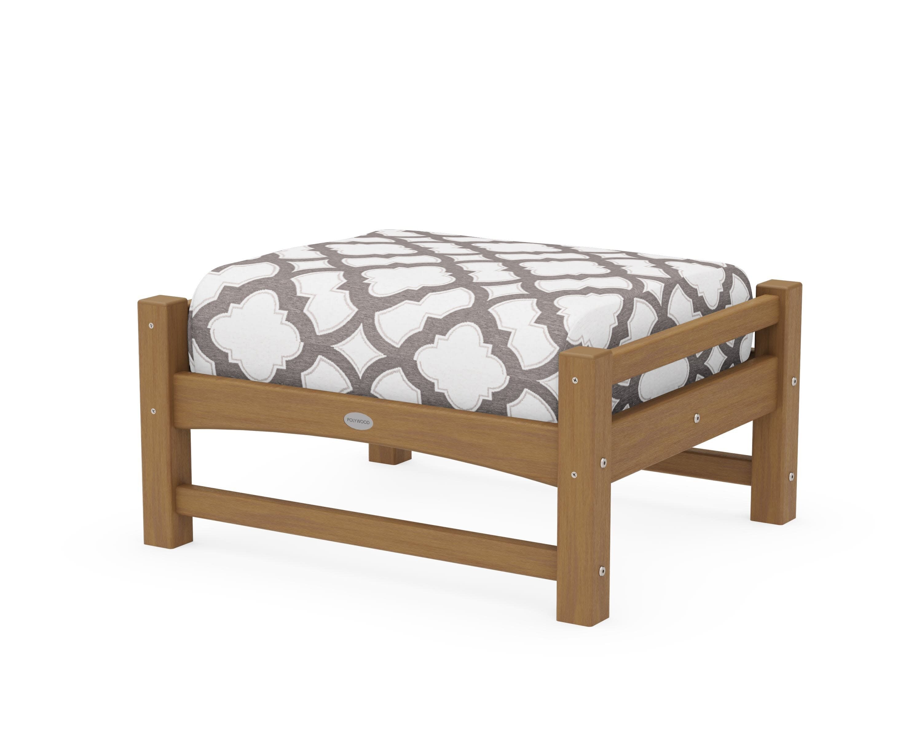 Club Ottoman in Natural / Trellis Grey Mist