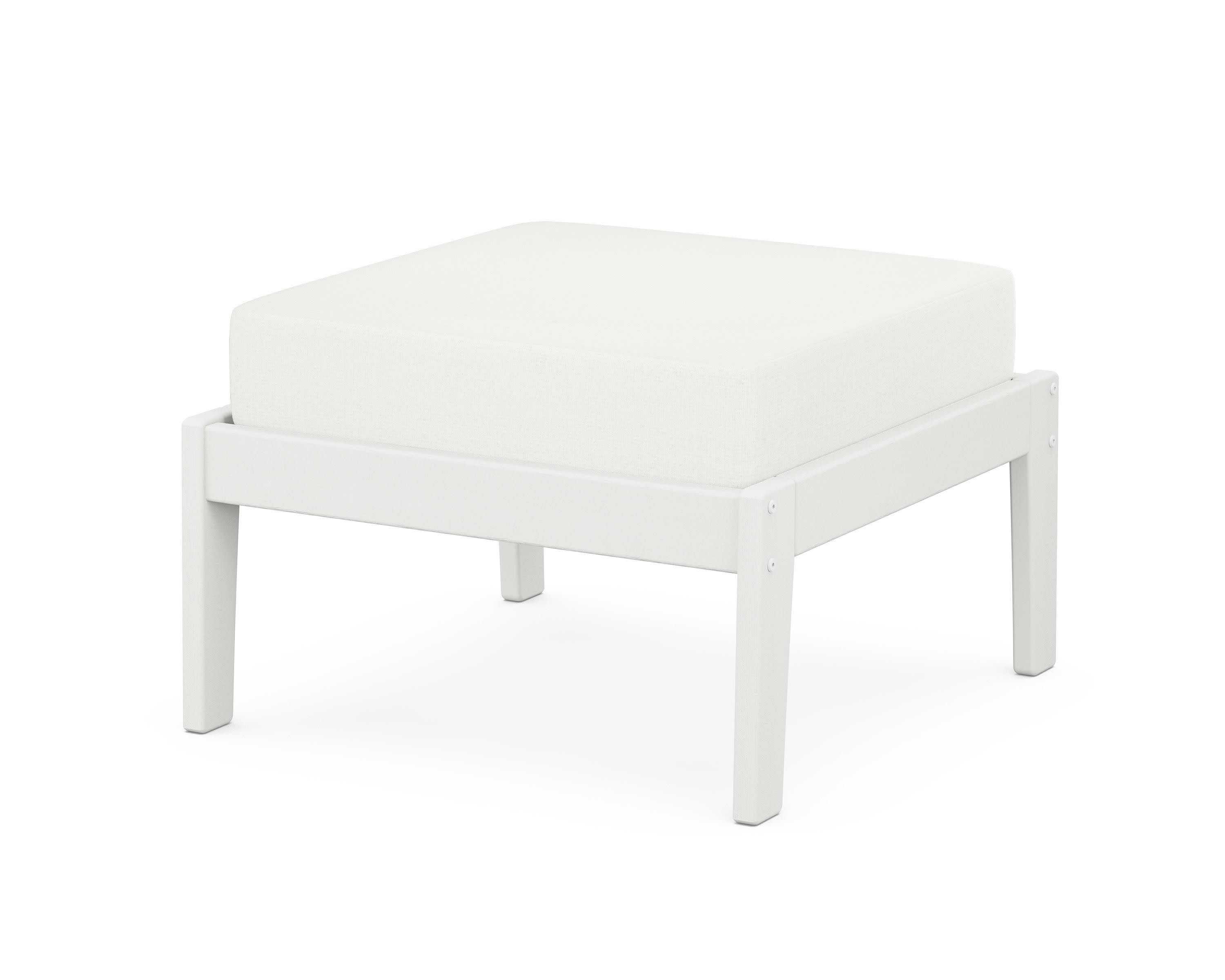 Deep Seating Ottoman in Vintage White / Natural Linen
