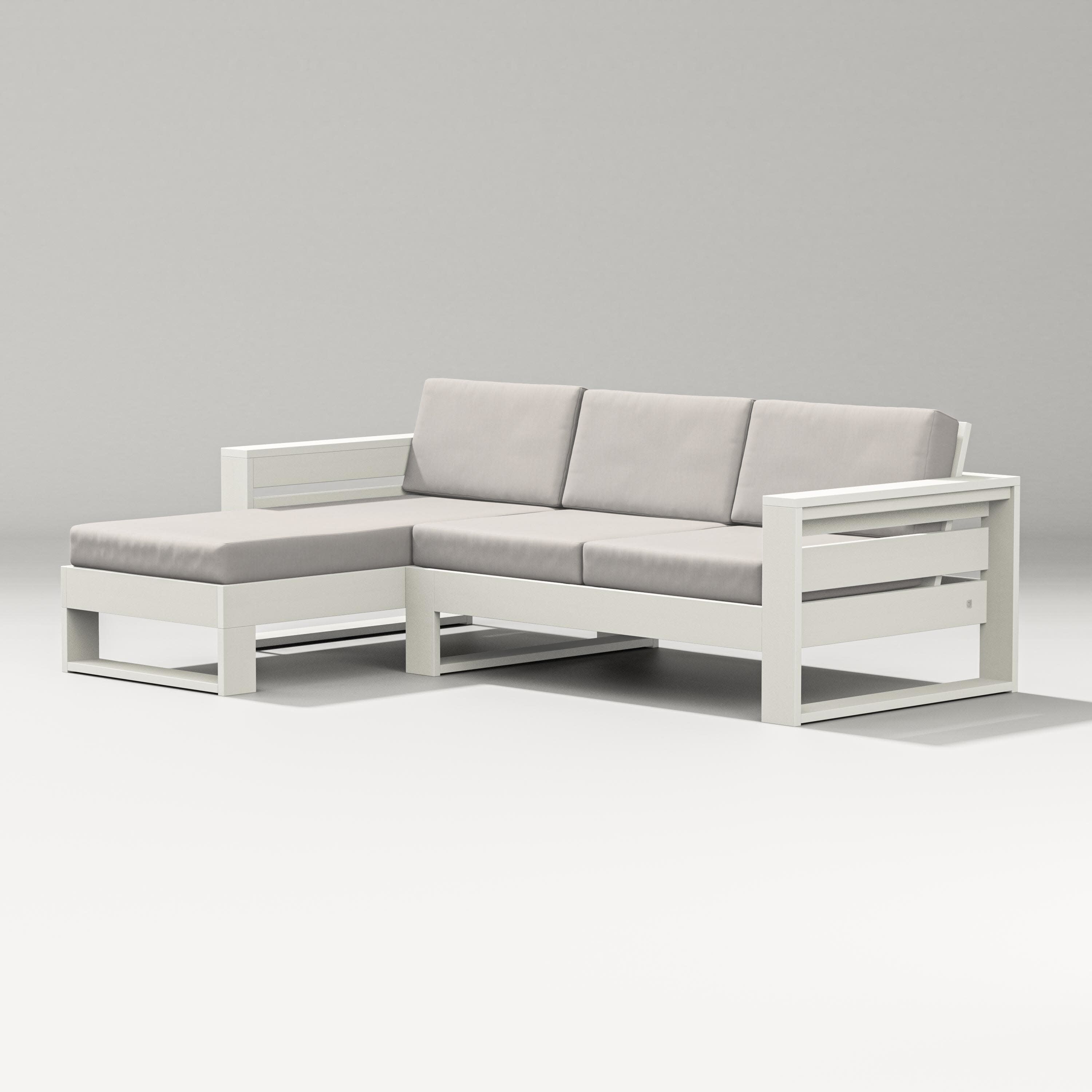 Latitude Left Chaise Sectional in Vintage White / Cast Ash