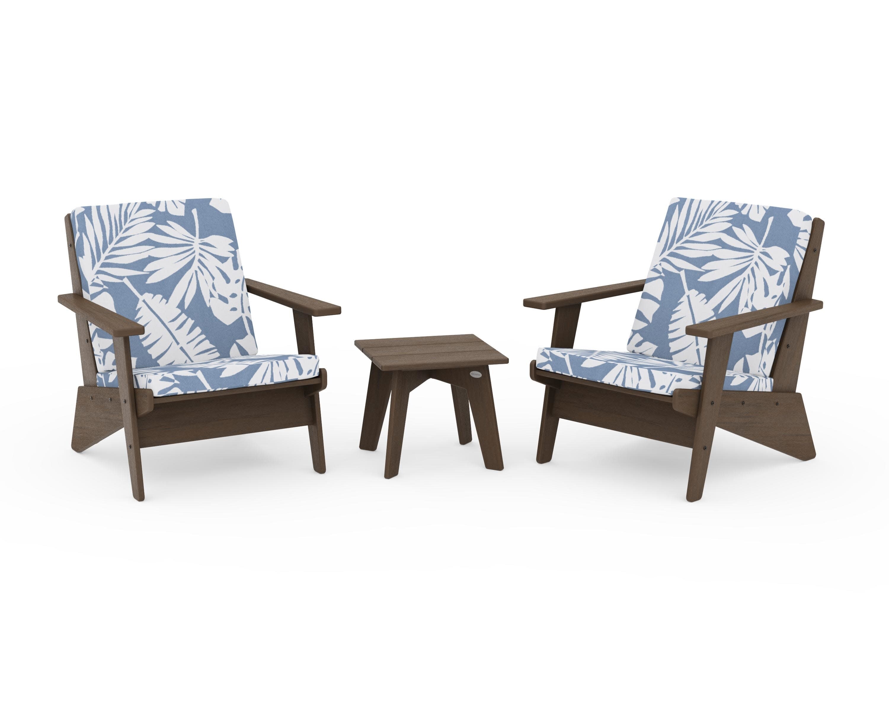 Riviera Modern Lounge 3-Piece Set in Kona / Leaf Sky Blue