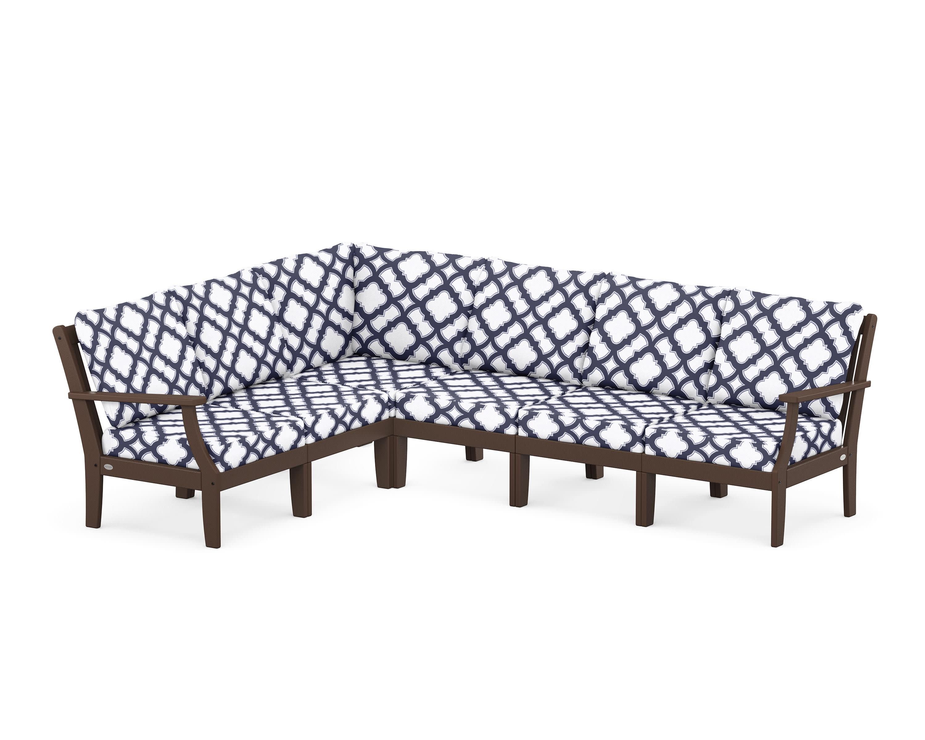 Braxton Modular 6-Piece Deep Seating Set in Mahogany / Trellis Navy