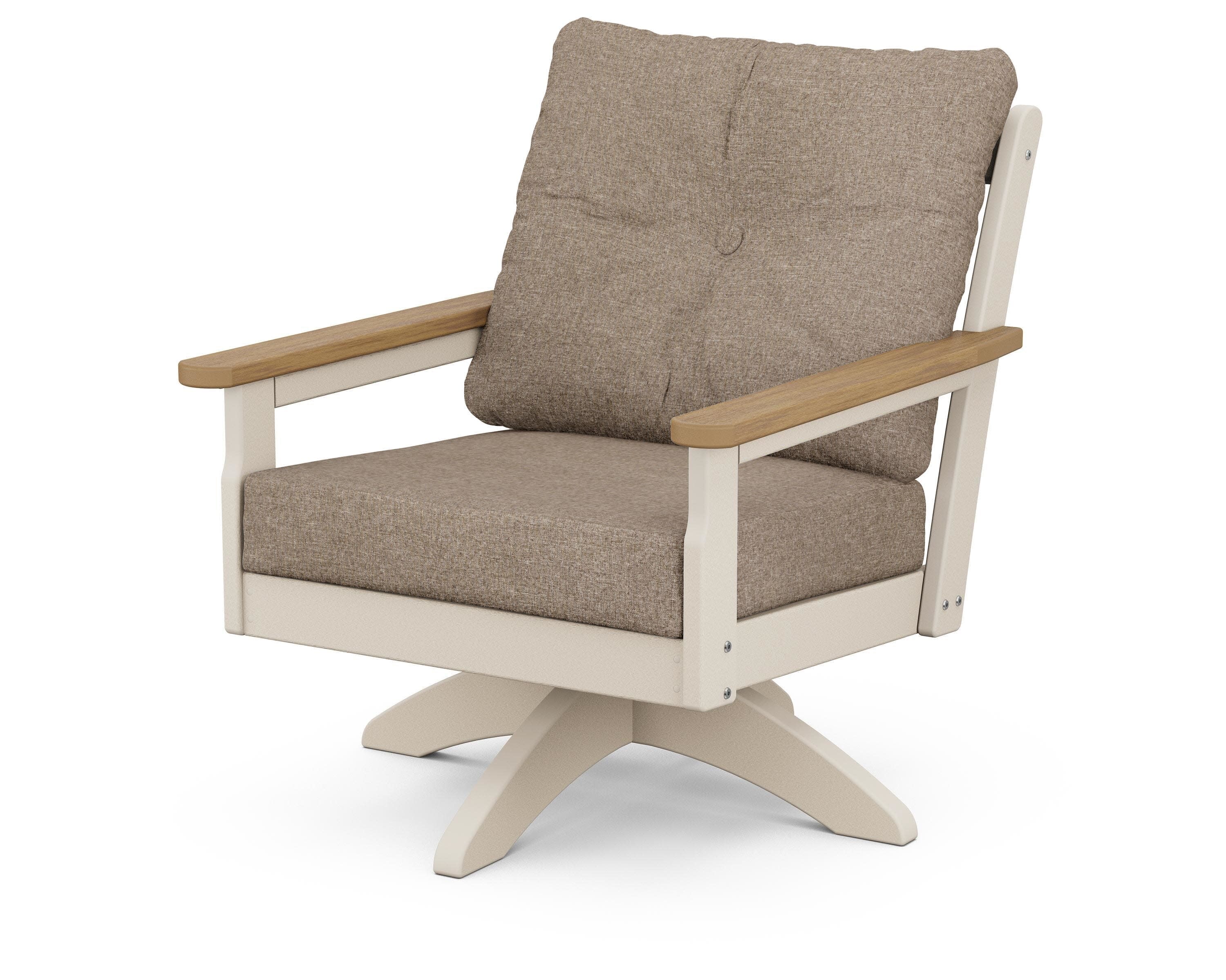 Vineyard Deep Seating Swivel Chair in Sand / Natural / Spiced Burlap
