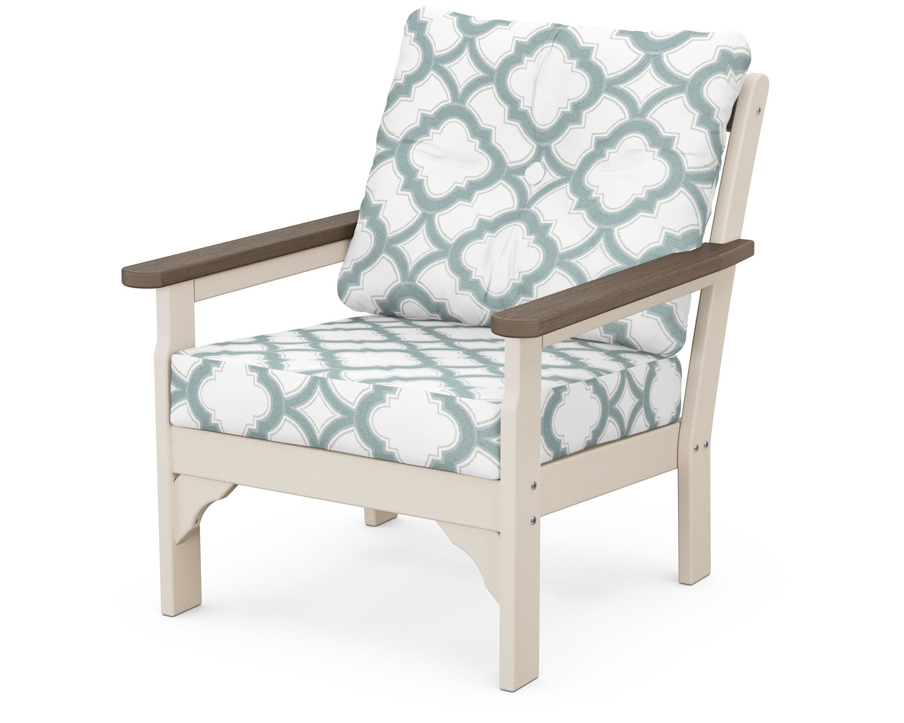 Vineyard Deep Seating Chair in Sand / Kona / Trellis Glacier Spa