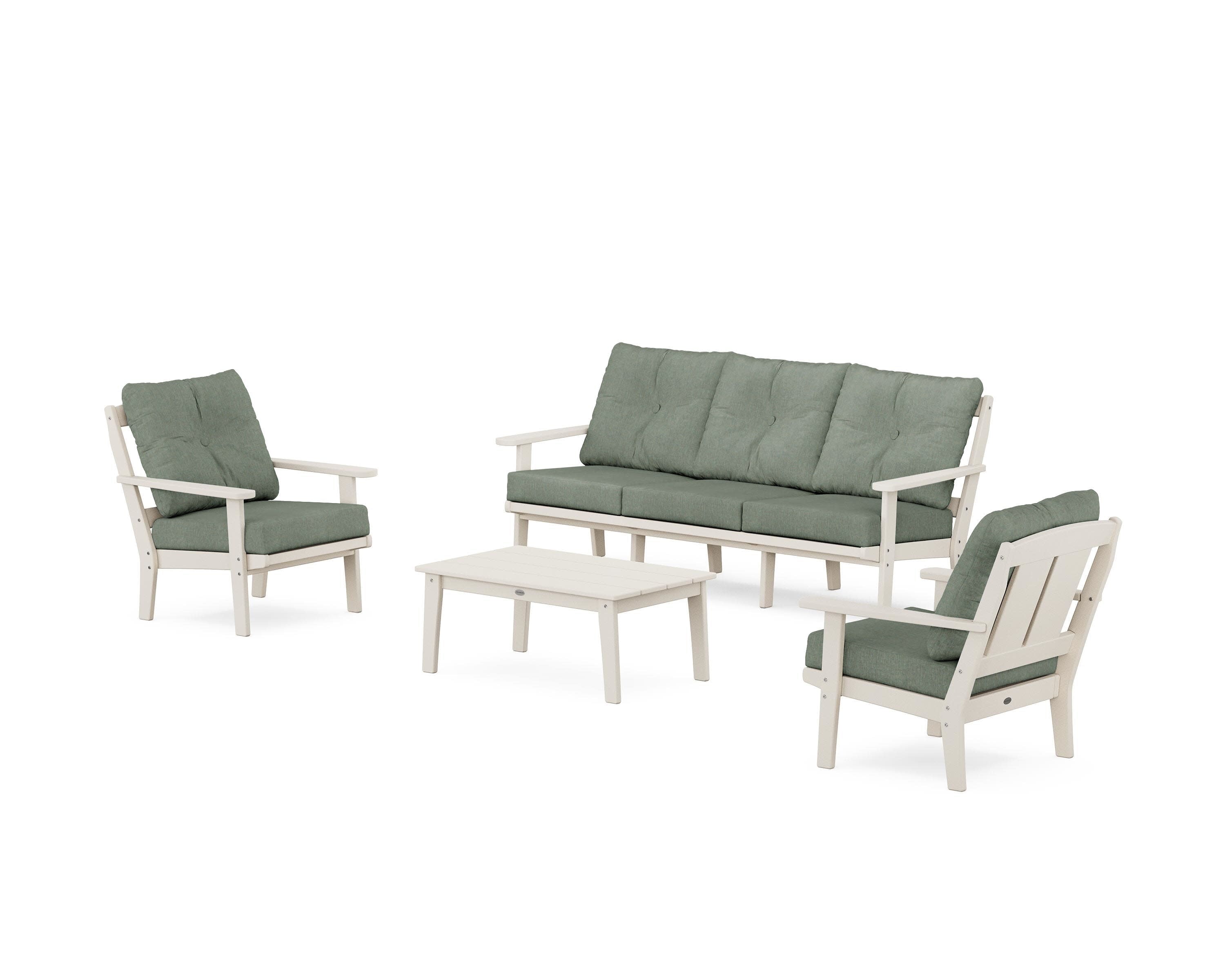 Mission 4-Piece Deep Seating Set with Sofa in Sand / Cast Sage
