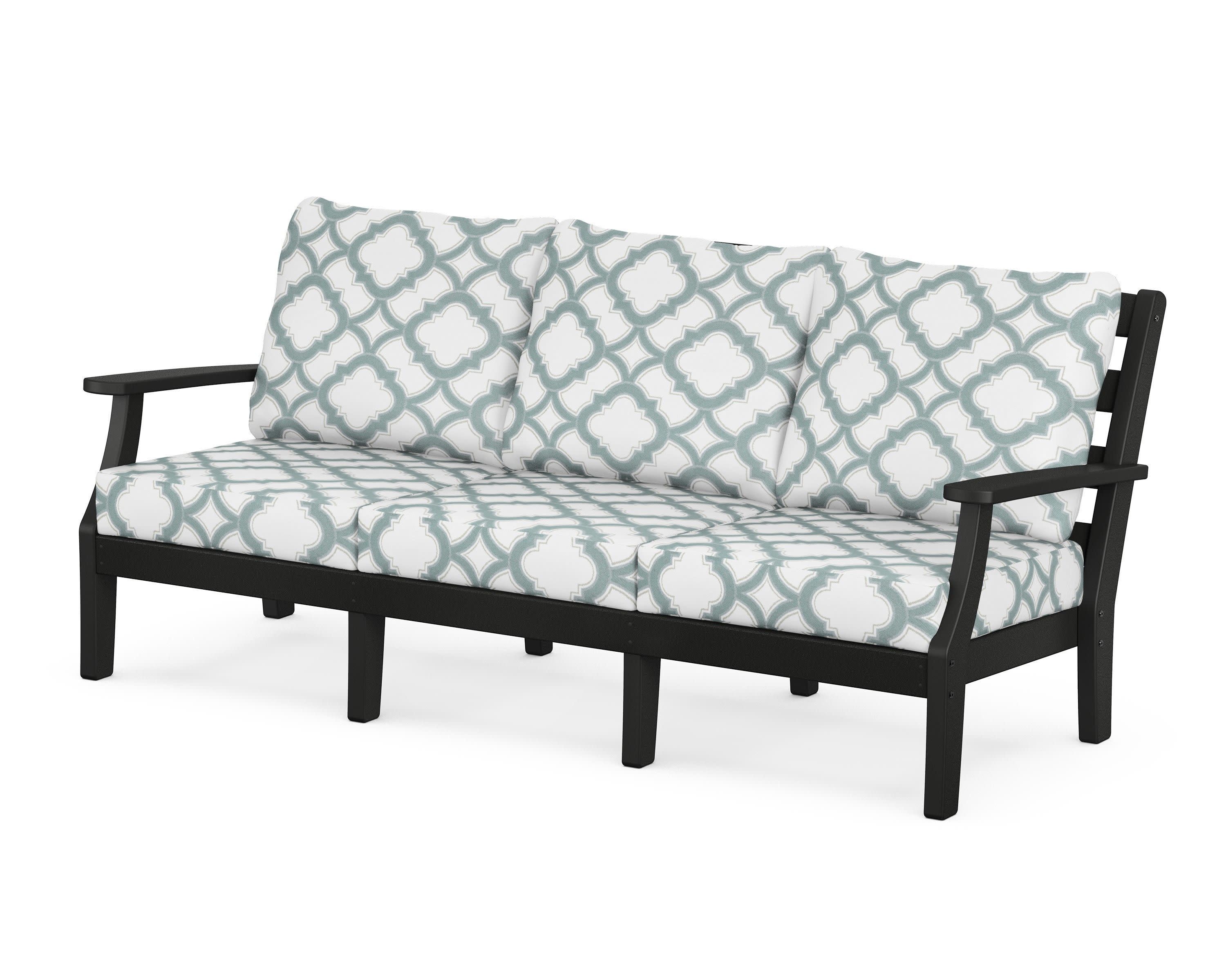 Chesapeake Deep Seating Sofa in Black / Trellis Glacier Spa