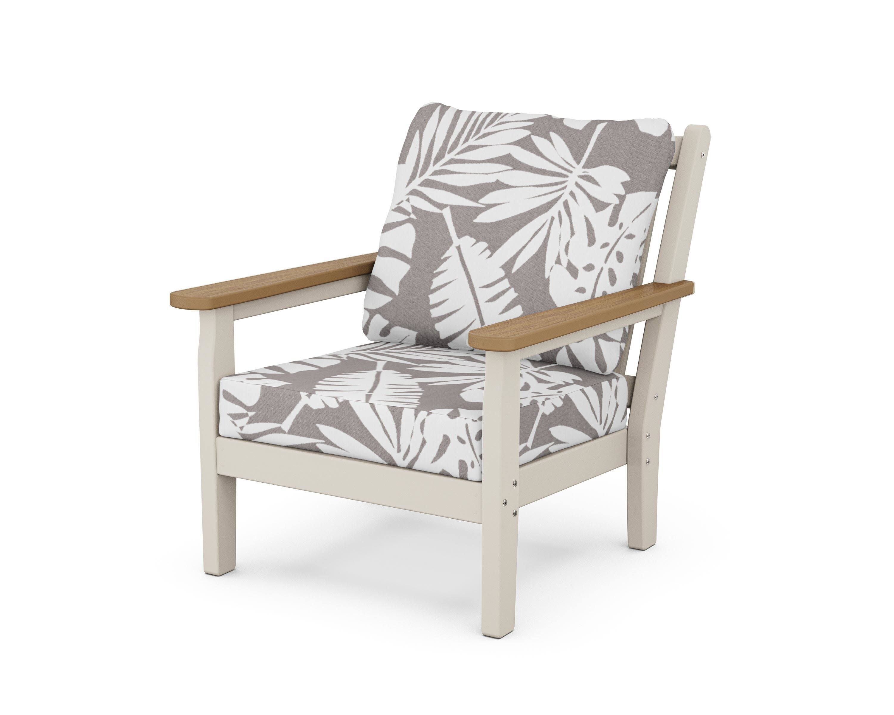 Chippendale Deep Seating Chair in Sand / Natural / Leaf Grey Mist