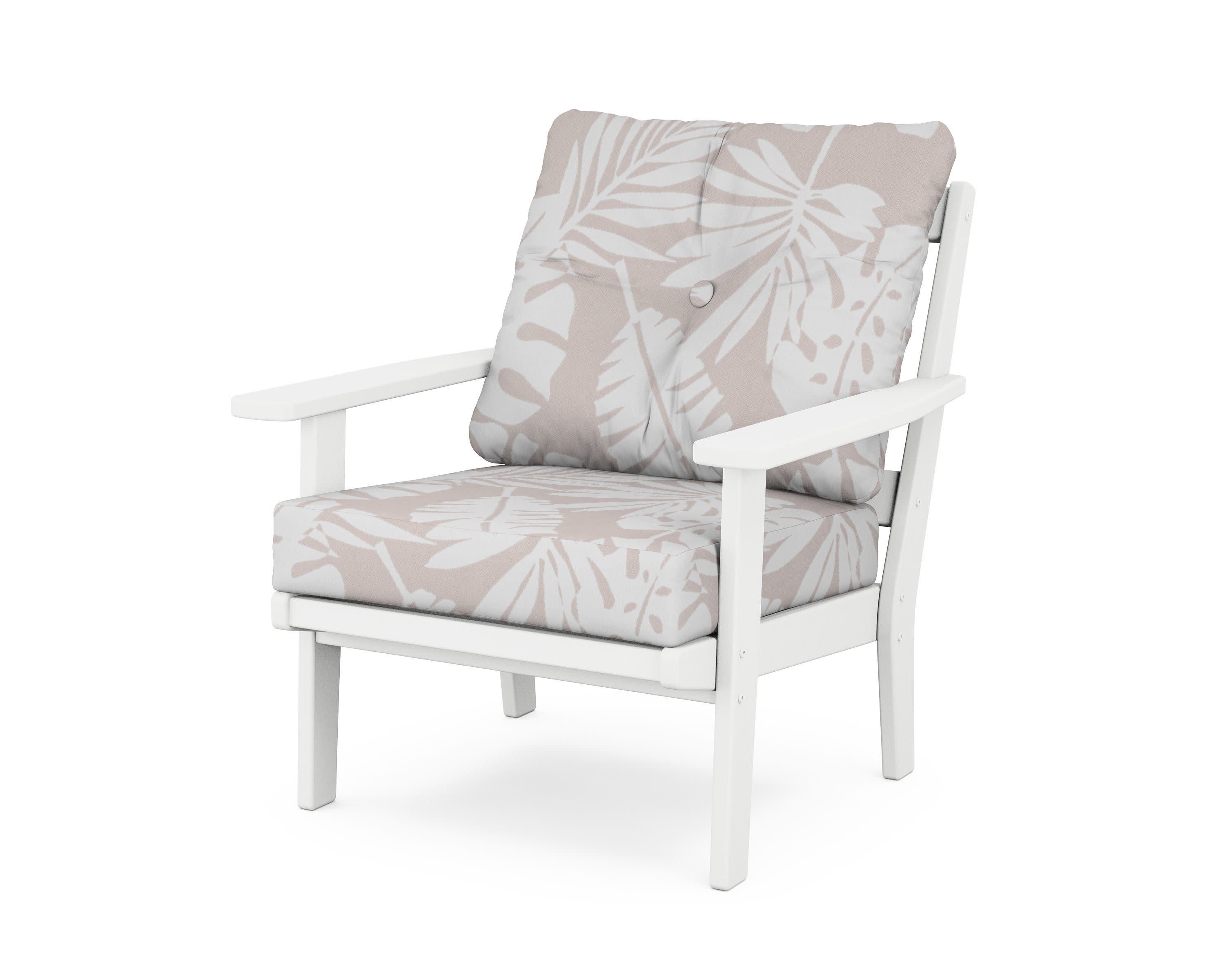 Prairie Deep Seating Chair in White / Leaf Dune Burlap