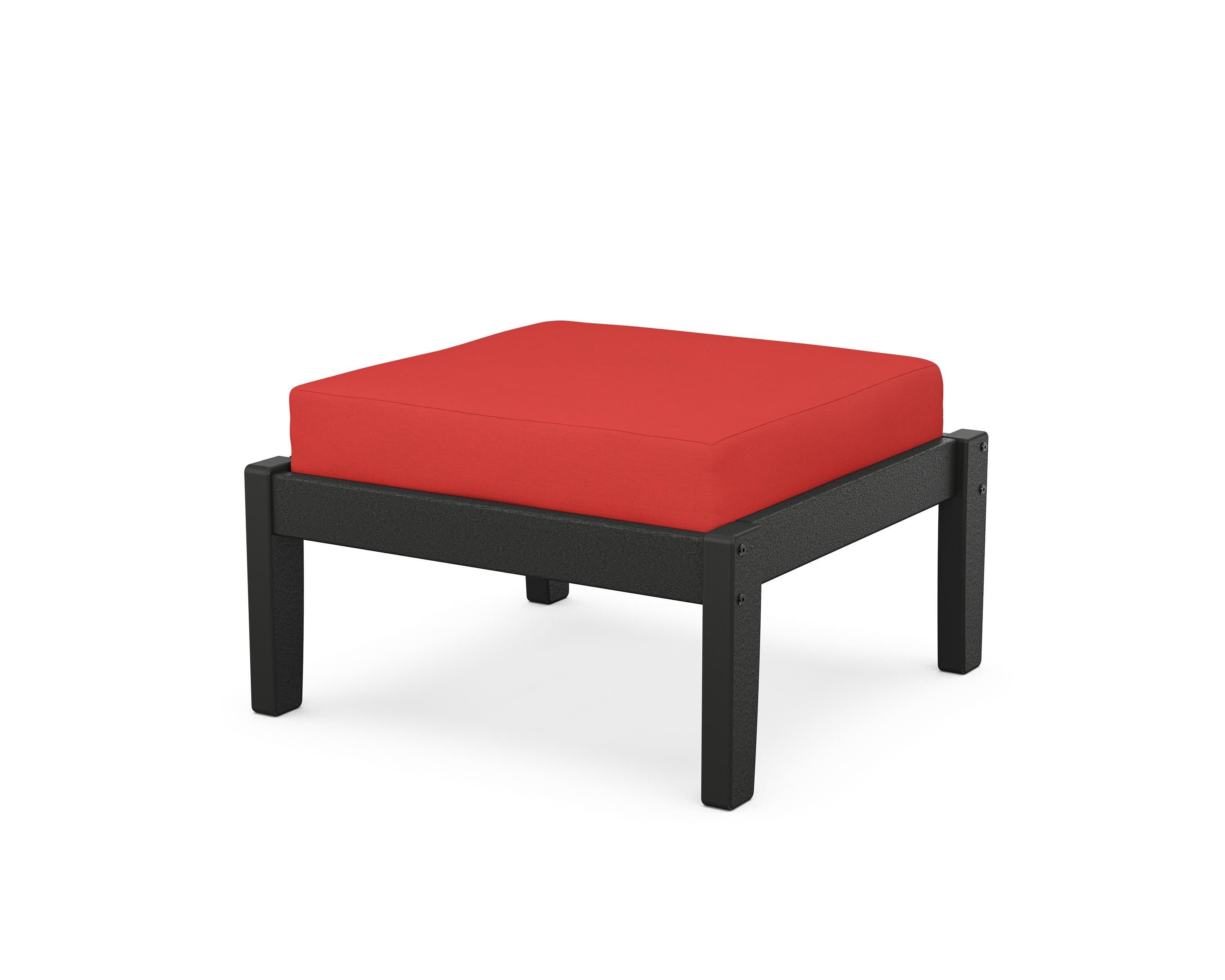 Deep Seating Ottoman in Black / Crimson Linen