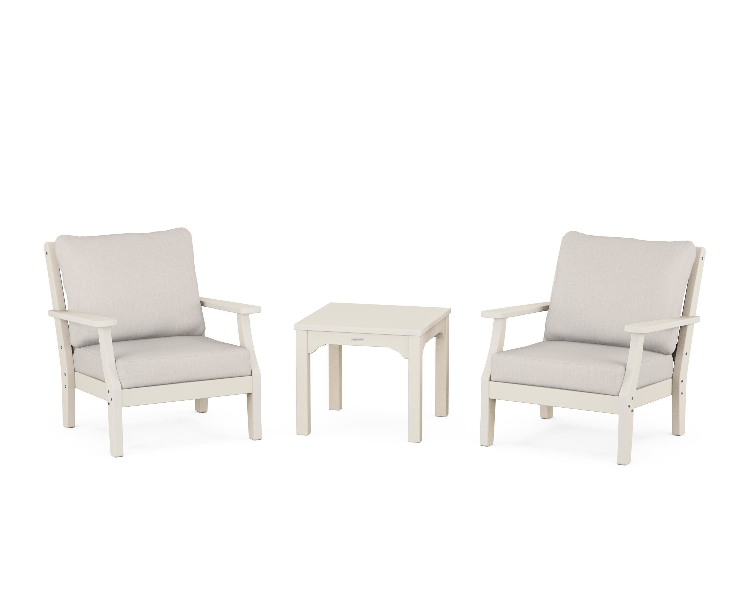 Chinoiserie 3-Piece Deep Seating Set in Sand / Cast Ash