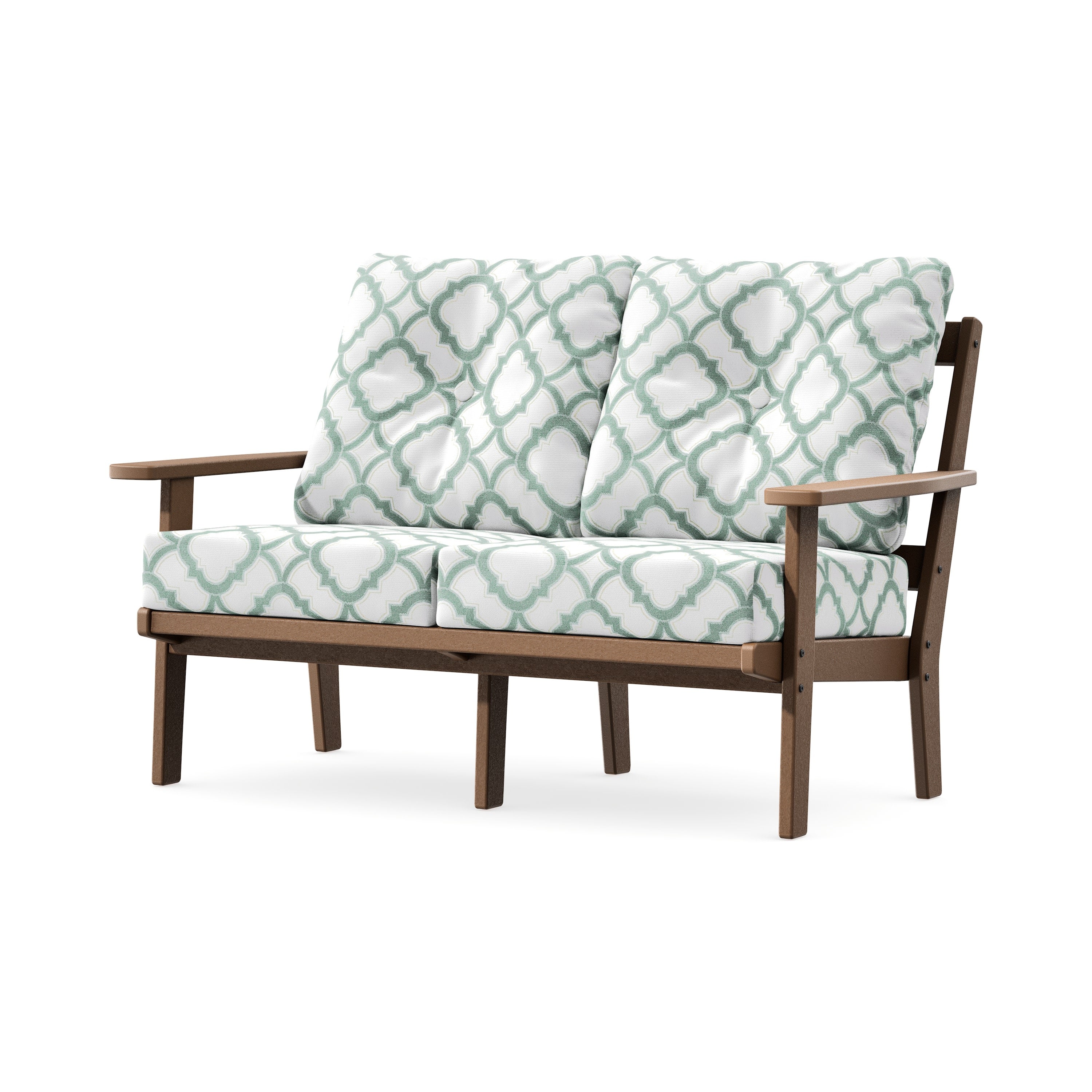 Prairie Deep SeatingLoveseat in Teak / Trellis Glacier Spa