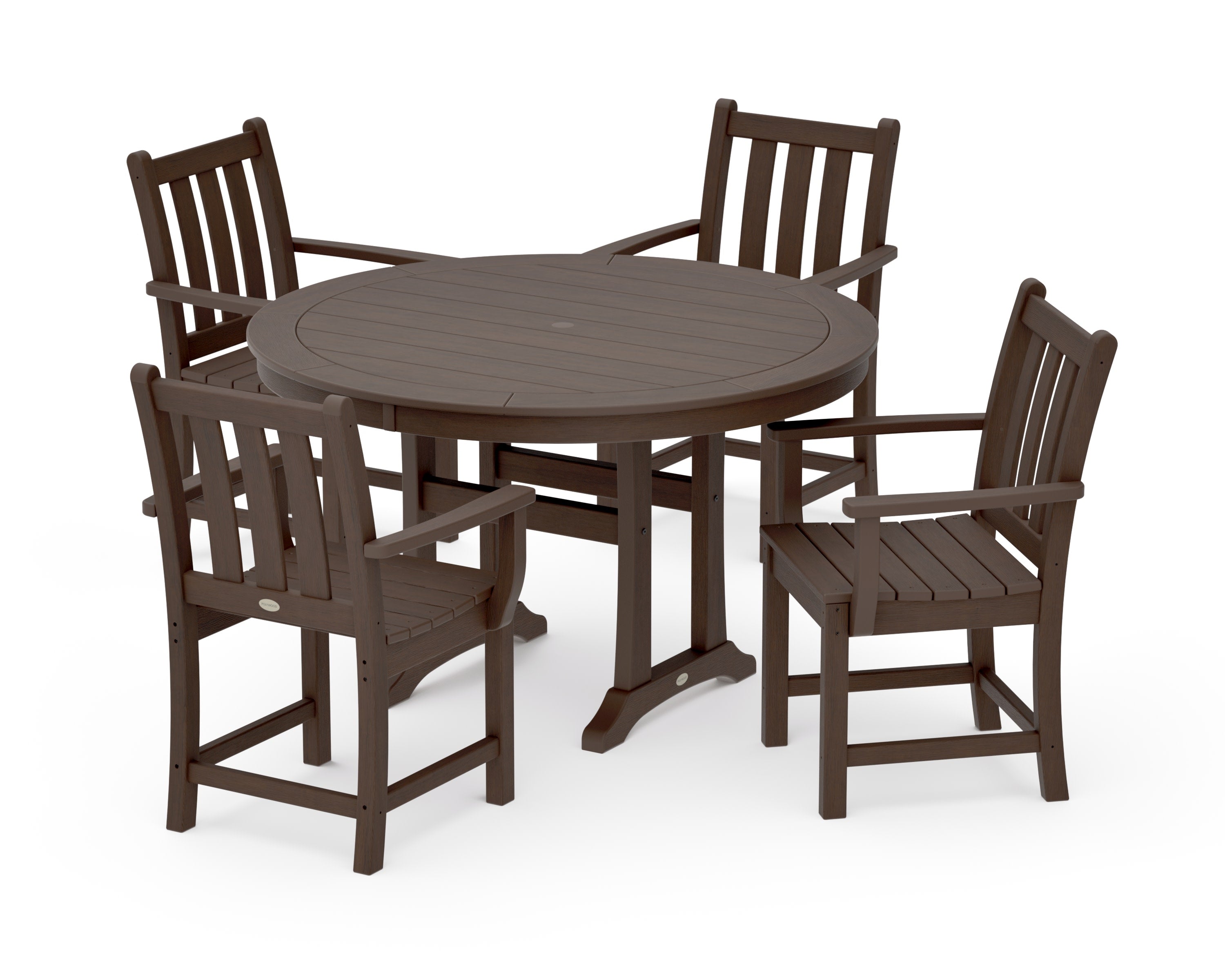 Traditional Garden 5-Piece Round Dining Set with Trestle Legs in Kona