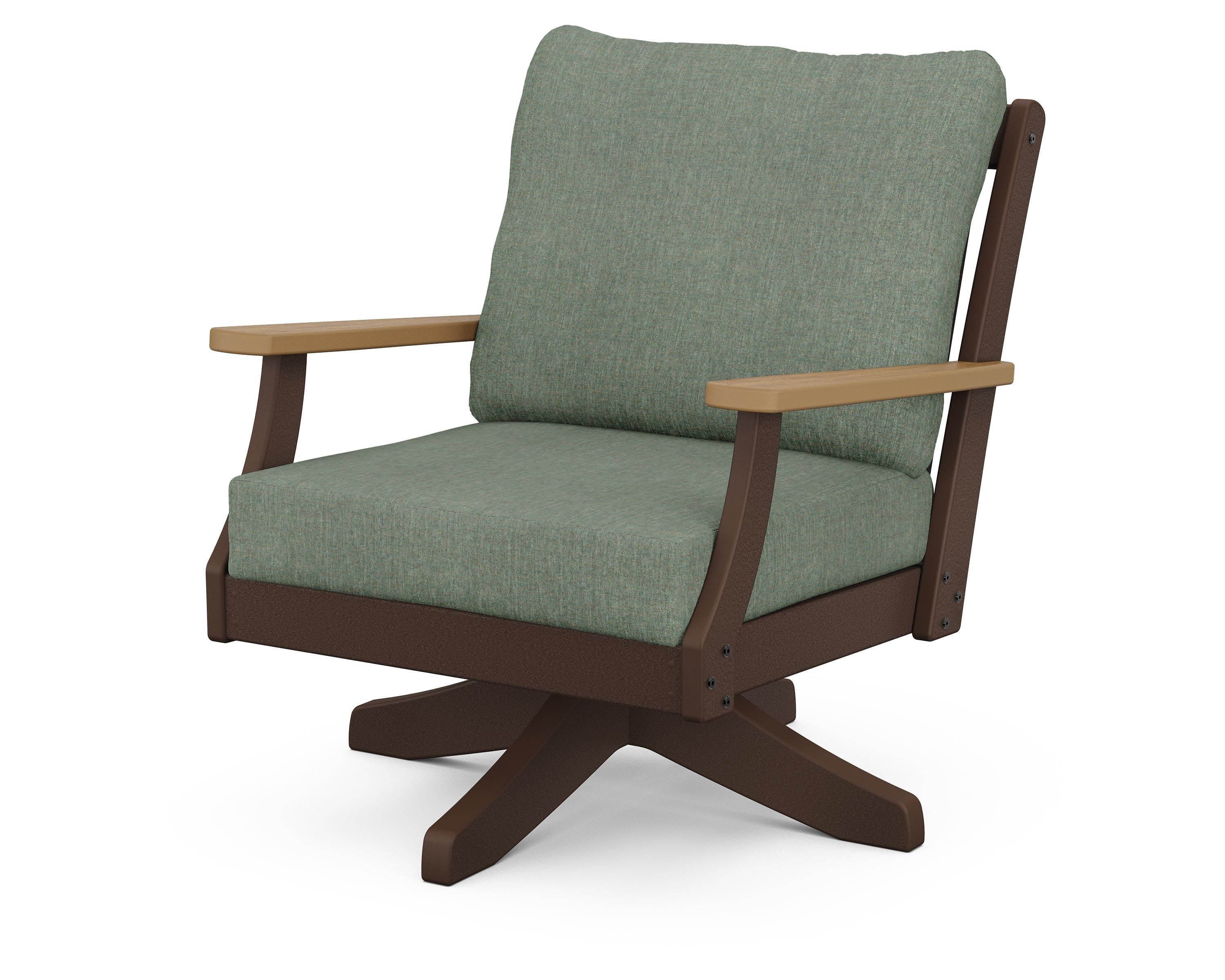 Braxton Deep Seating Swivel Chair in Mahogany / Natural / Cast Sage