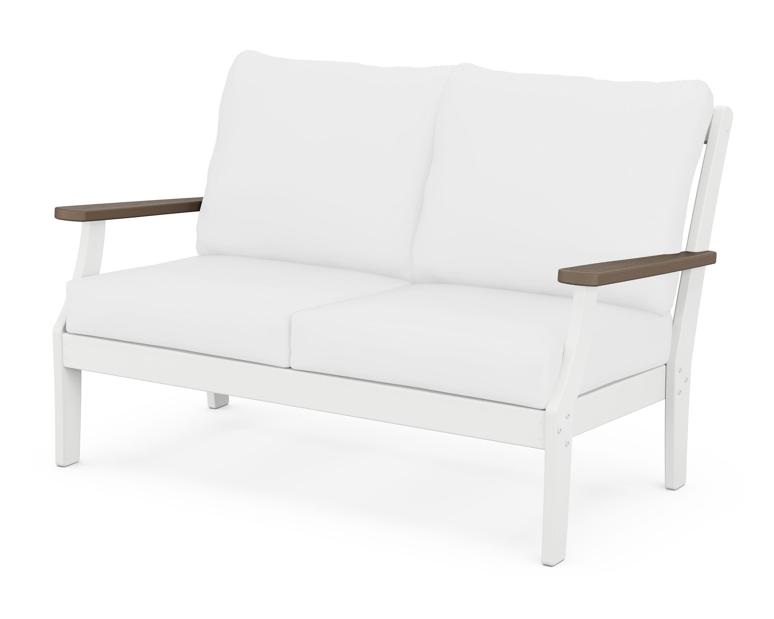Braxton Deep Seating Loveseat in White / Kona / Natural