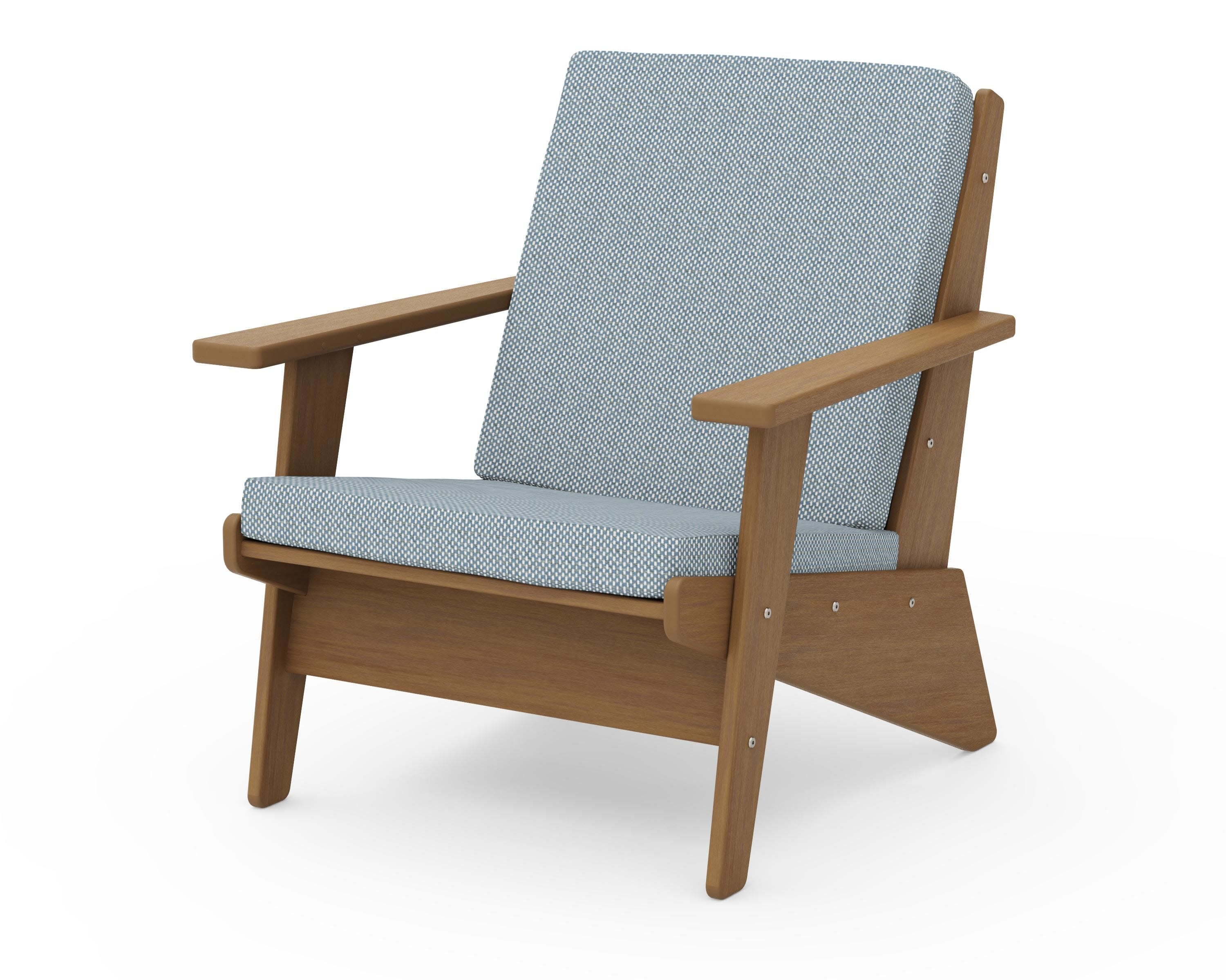 Riviera Modern Lounge Chair in Natural / Exhale Sky